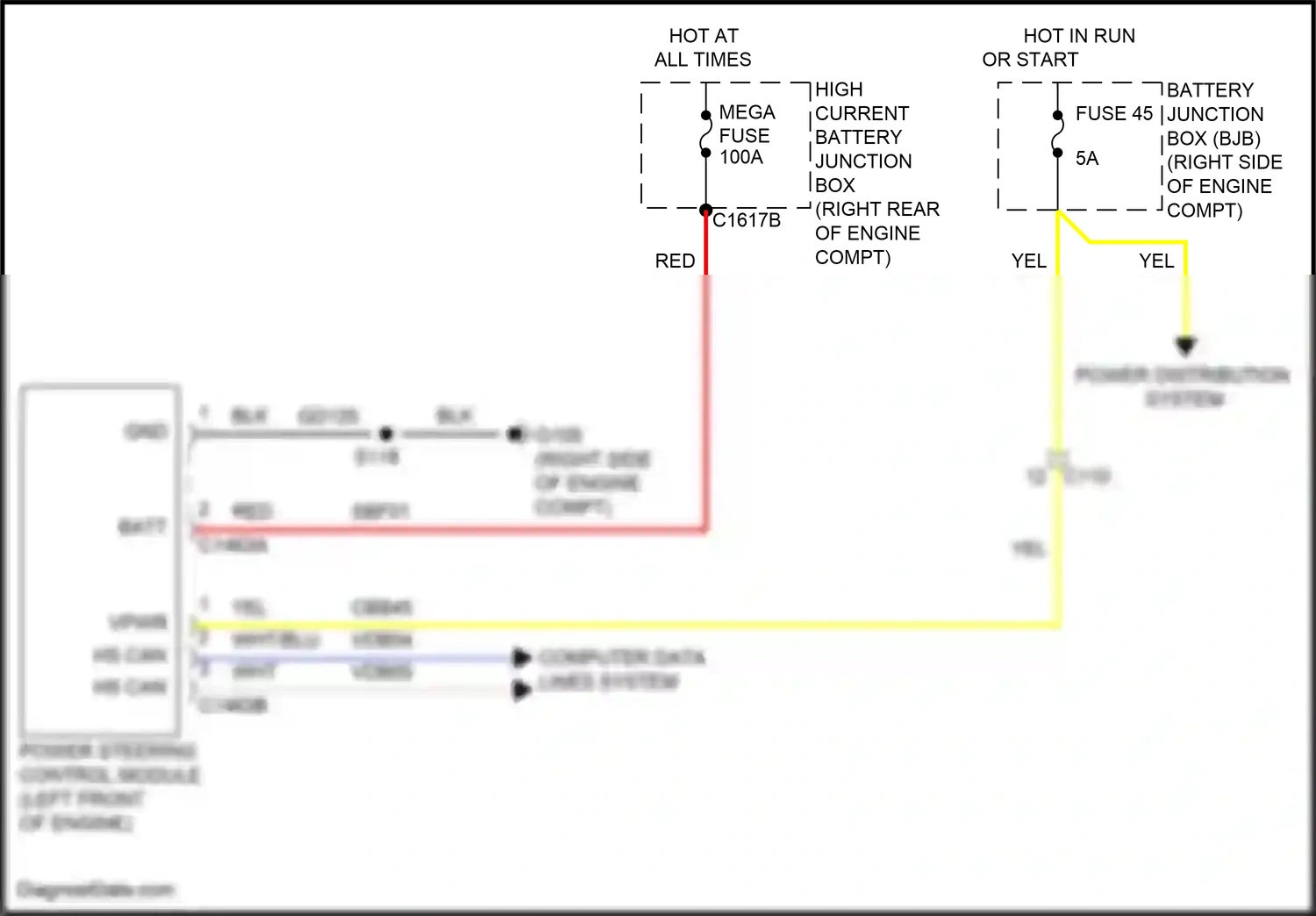 Wiring diagram power distribution system for Ford Mustang V facelift 2 (2012-2014) (1 of 6)