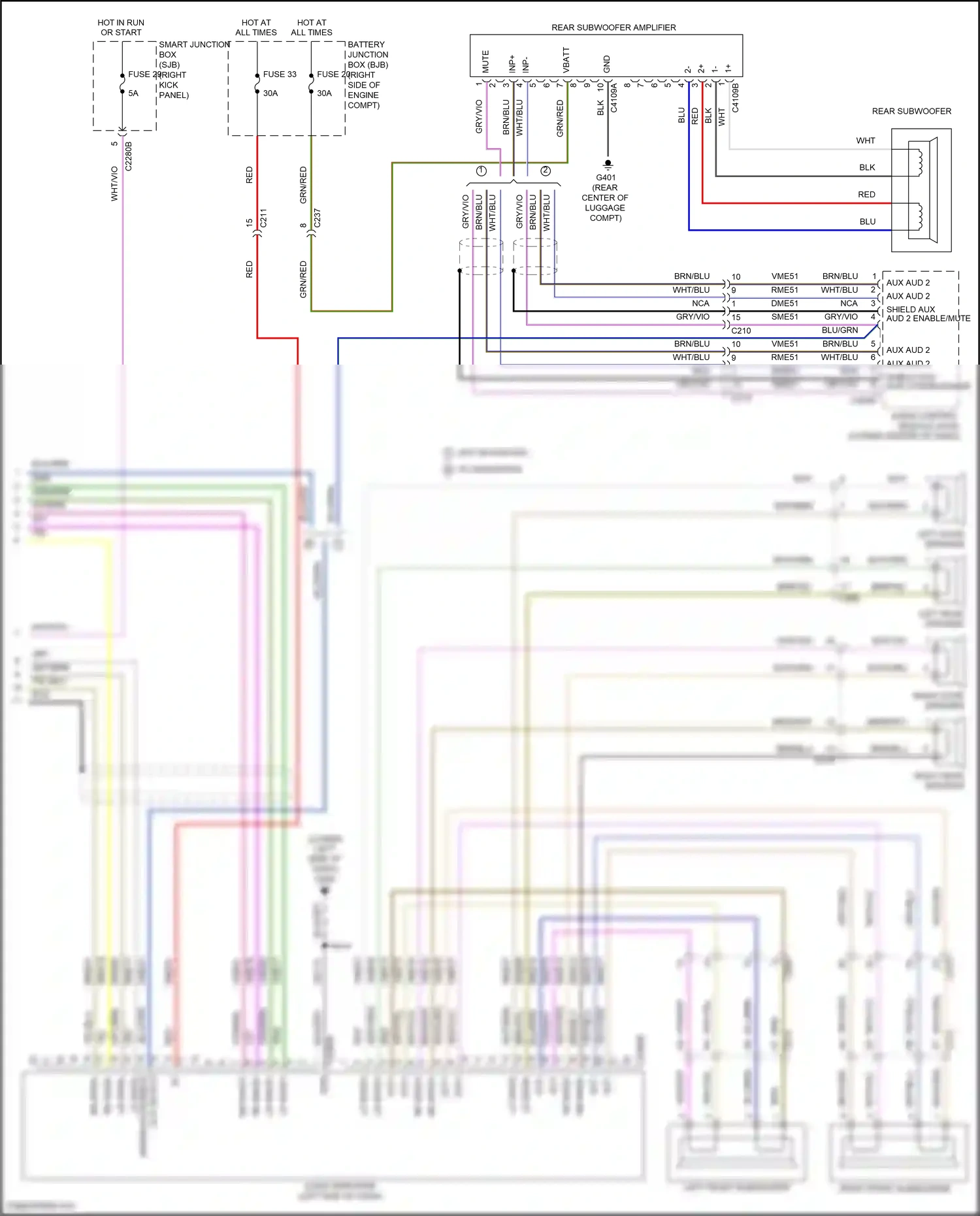 Wiring diagram rf spkr for Ford Mustang V facelift 2 (2012-2014) (2 of 3)