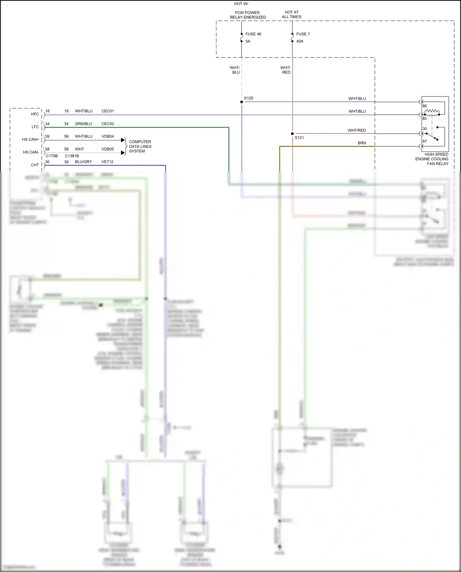 Wiring diagram (right front of engine for Ford Mustang V facelift 2 (2012-2014) (2 of 5)