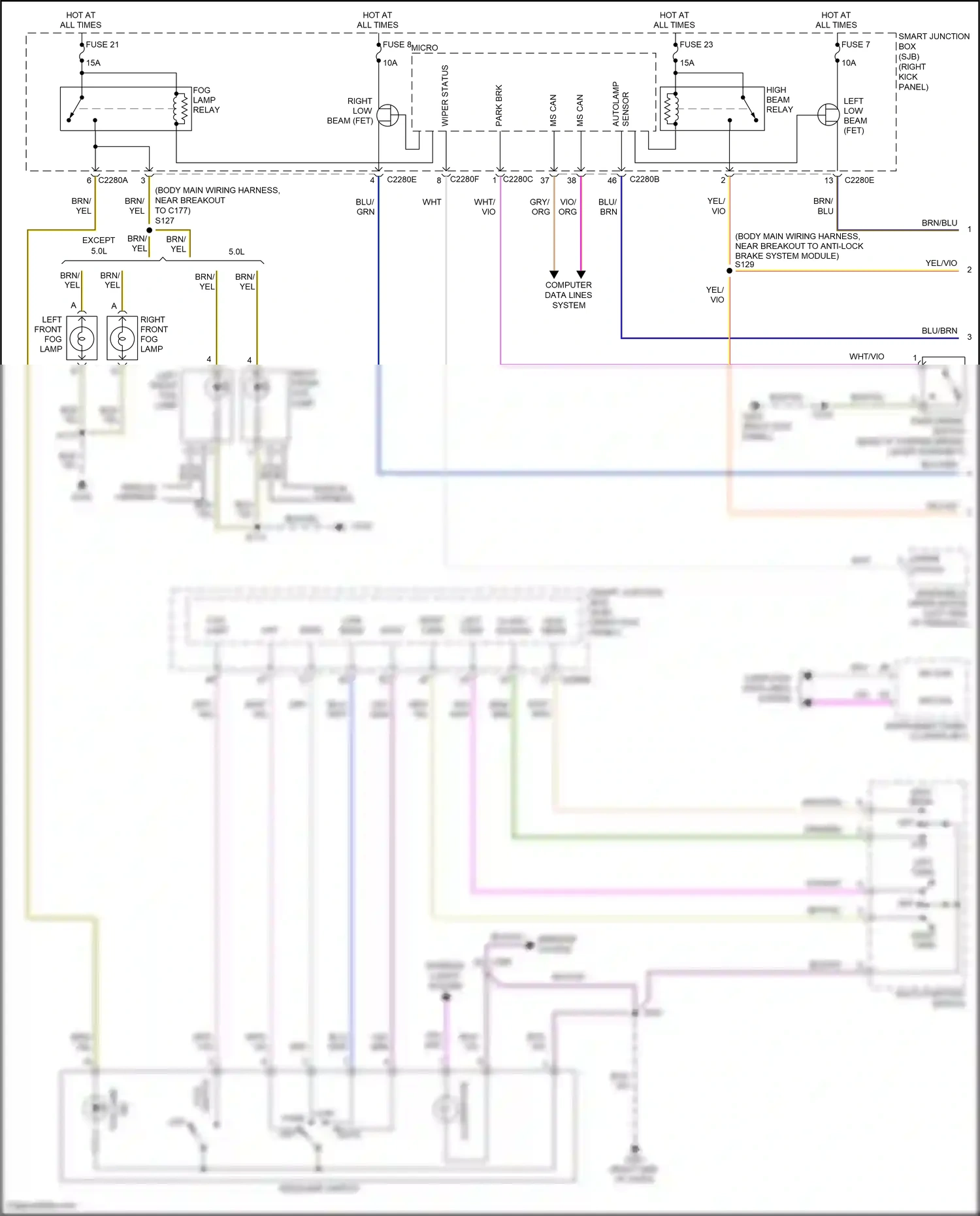 Wiring diagram right turn for Ford Mustang V facelift 2 (2012-2014) (2 of 6)