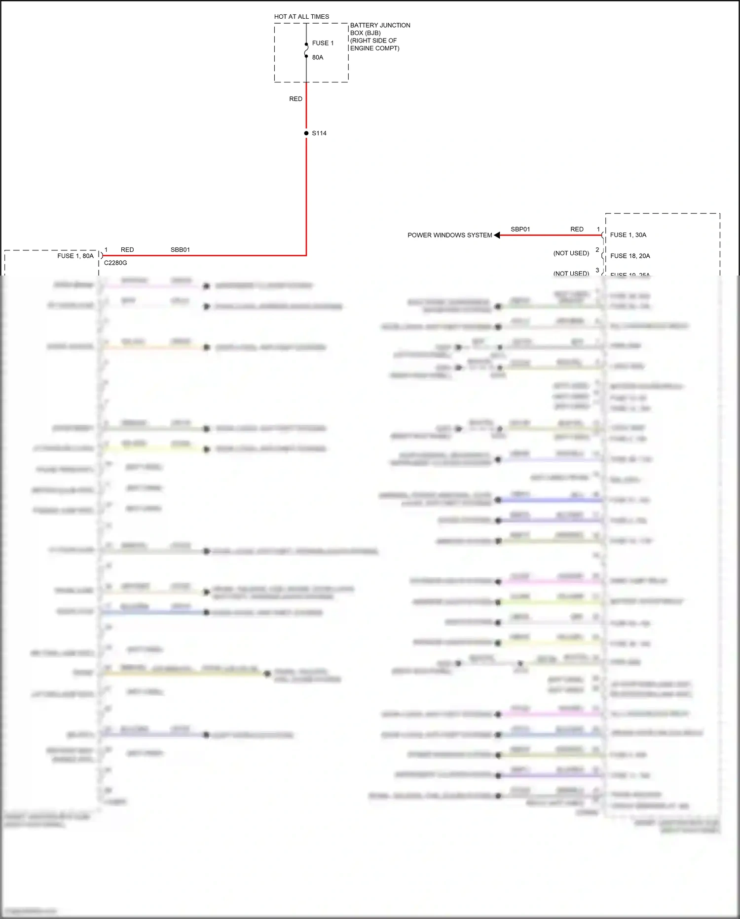 Wiring diagram trunk, tailgate, fuel doors system for Ford Mustang V facelift 2 (2012-2014) (2 of 2)