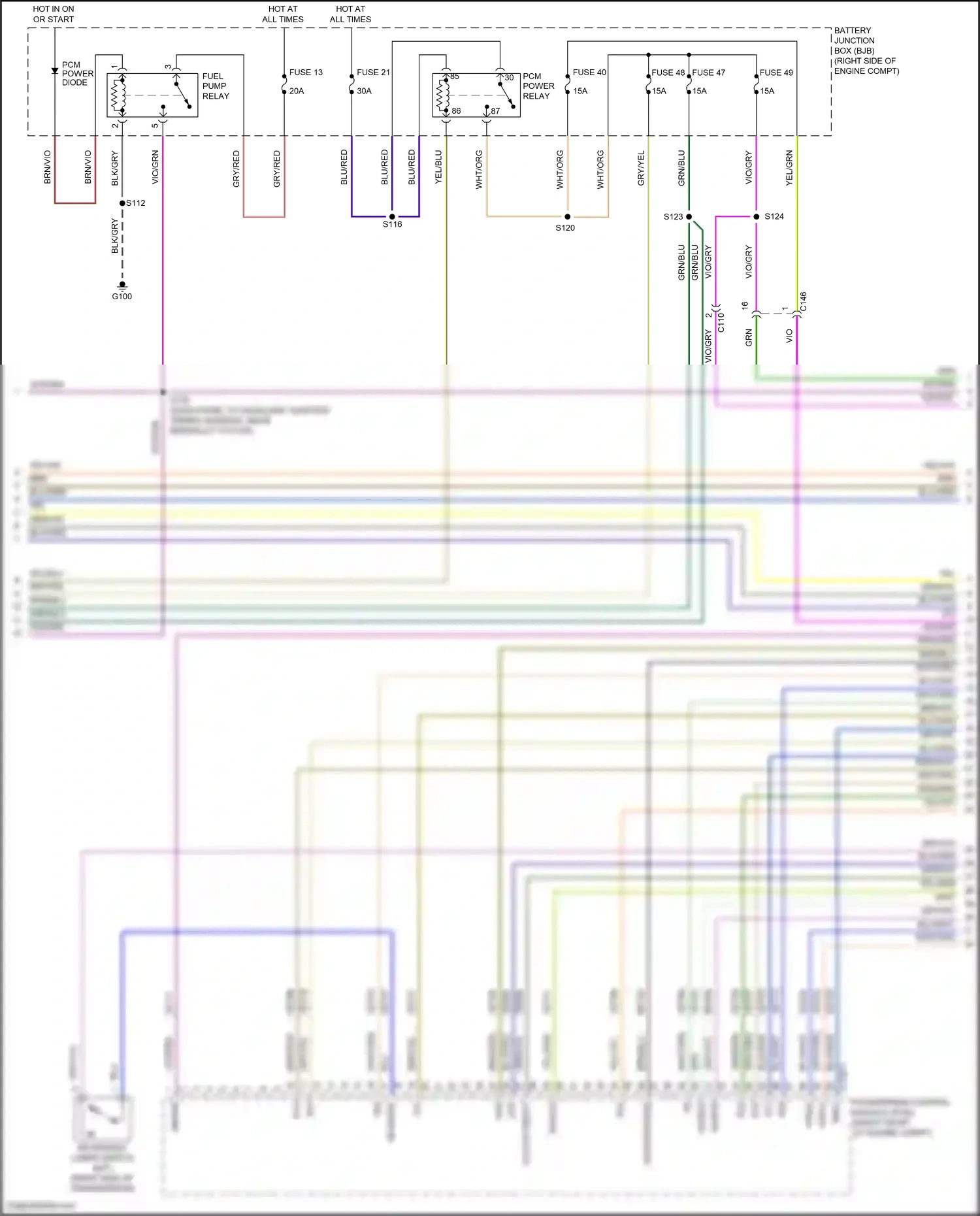 Wiring diagram vio/grn for Ford Mustang V facelift 2 (2012-2014) (30 of 38)