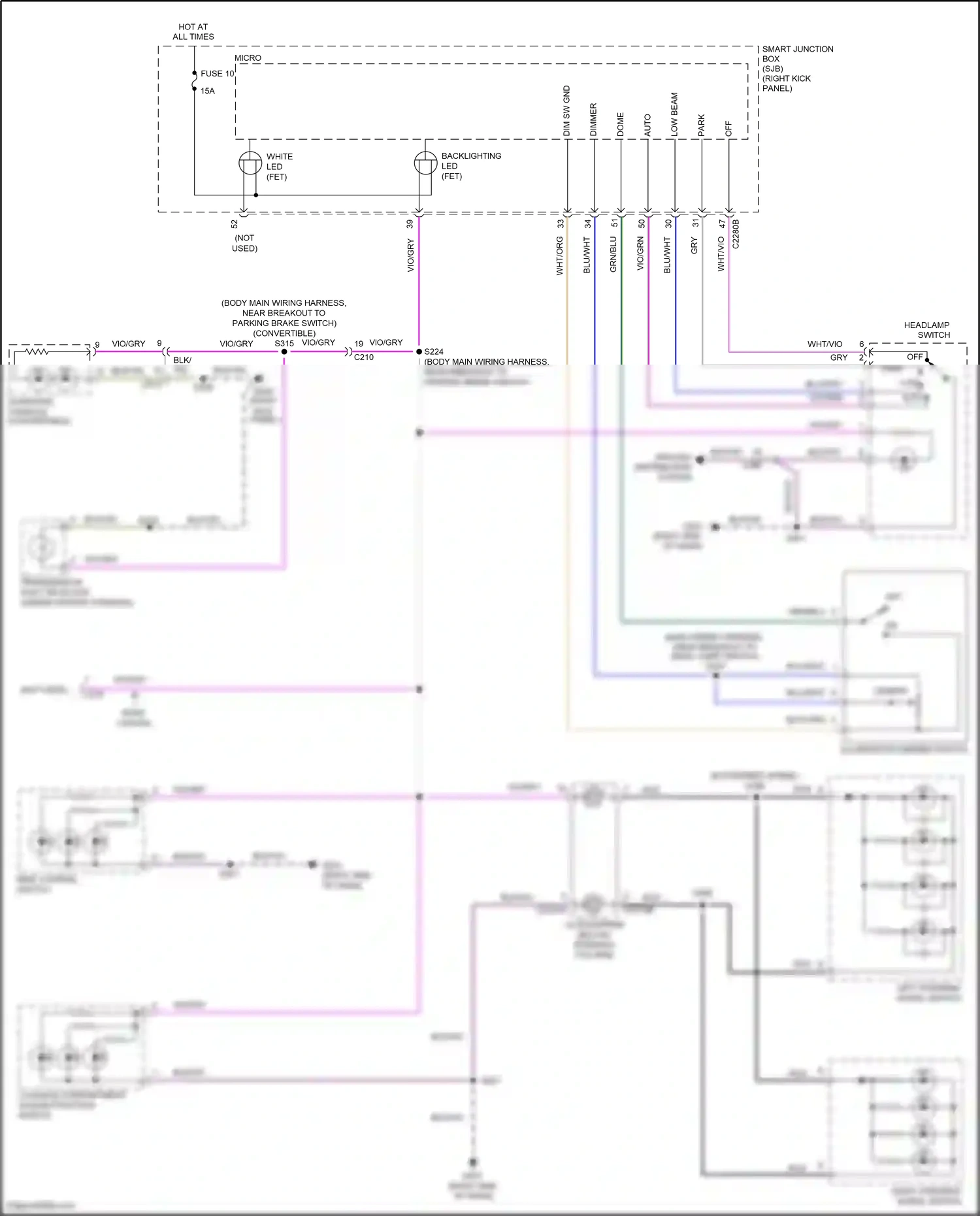 Wiring diagram vio/grn for Ford Mustang V facelift 2 (2012-2014) (14 of 38)