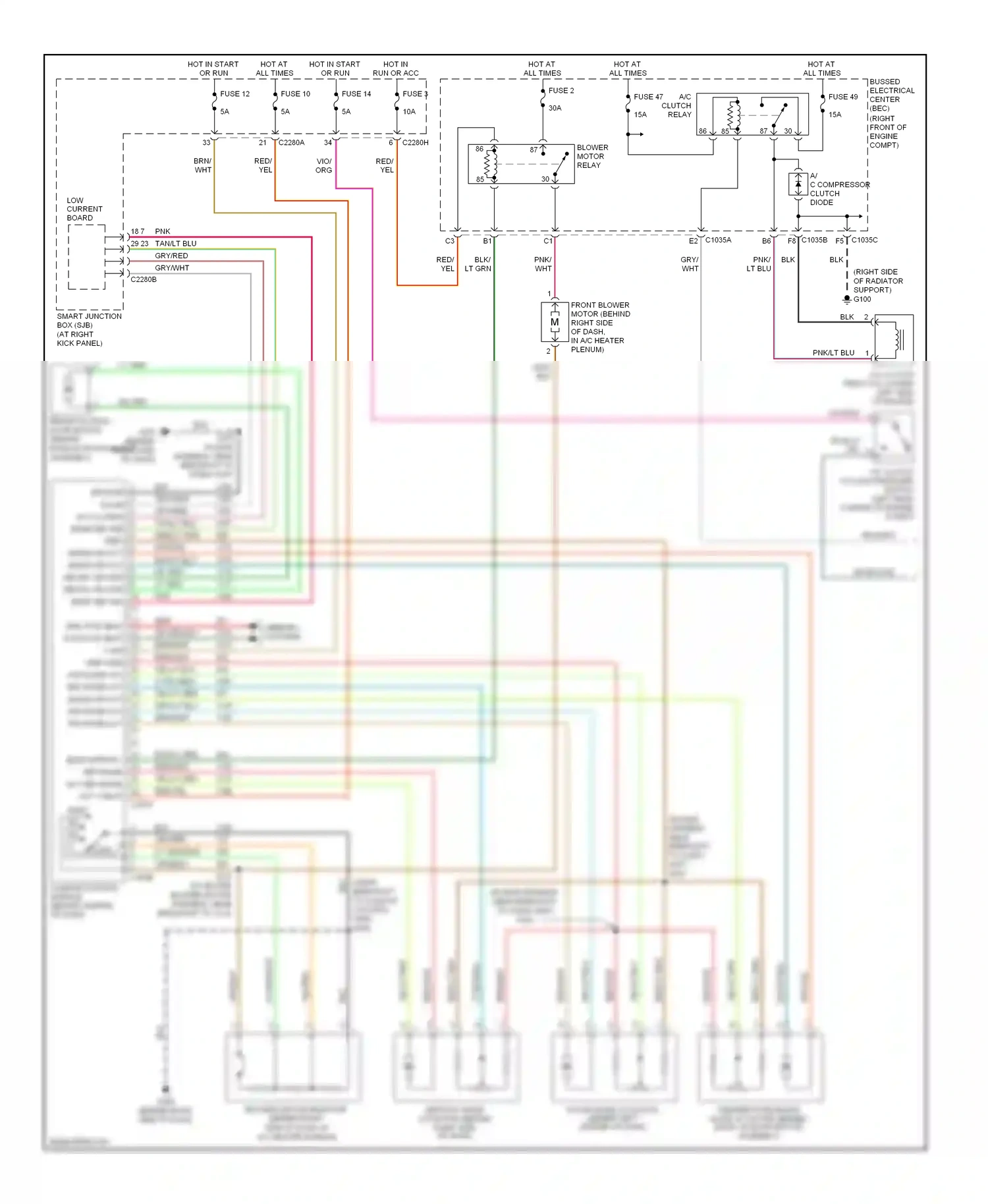 Wiring diagram a/c compressor clutch diode for Ford Mustang V (2004-2009) (1 of 3)