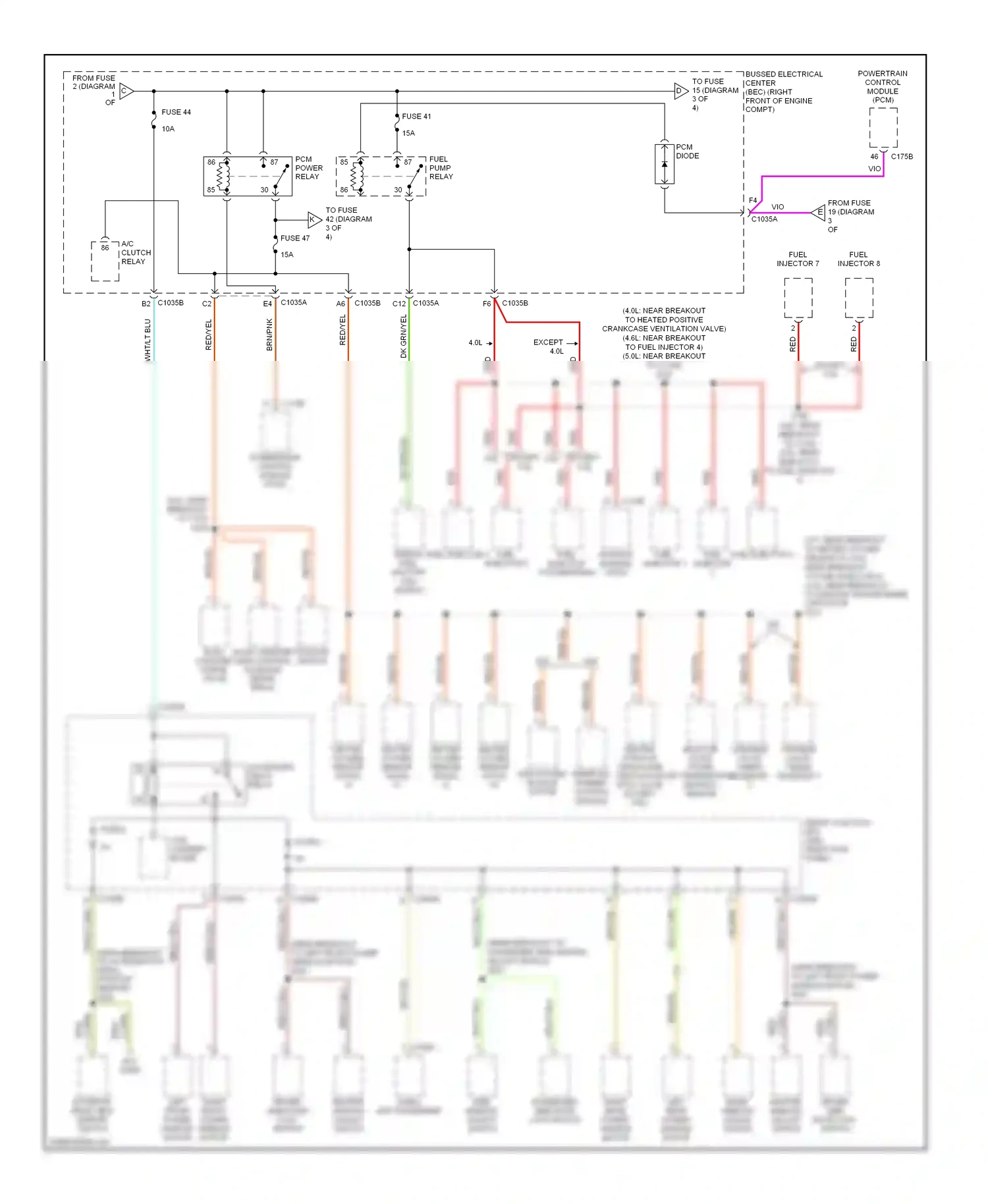 Wiring diagram fuse 41 for Ford Mustang V (2004-2009) (1 of 4)