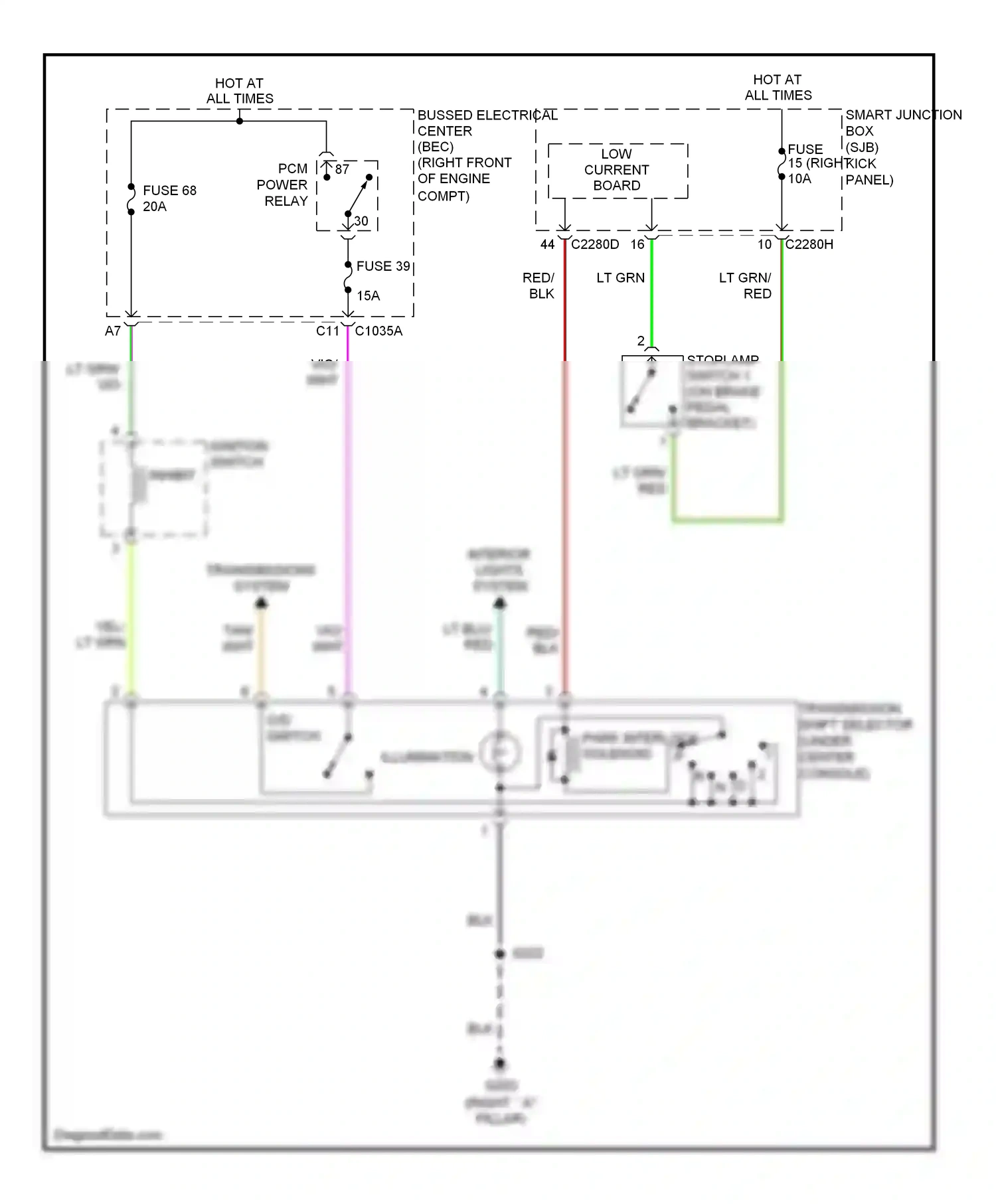 Wiring diagram fuse 68 for Ford Mustang V (2004-2009) (3 of 4)