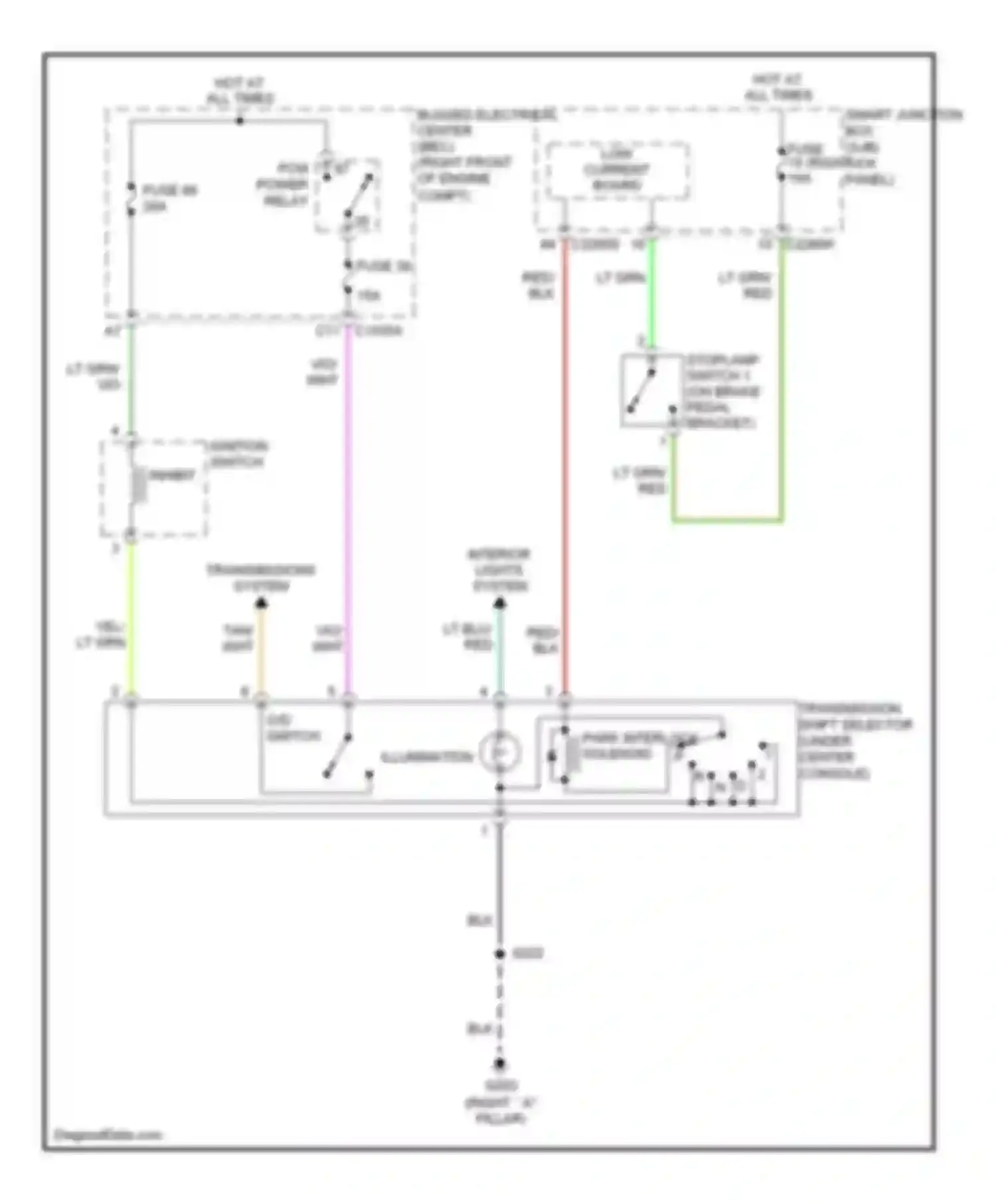 Wiring diagram o/d switch for Ford Mustang V (2004-2009)