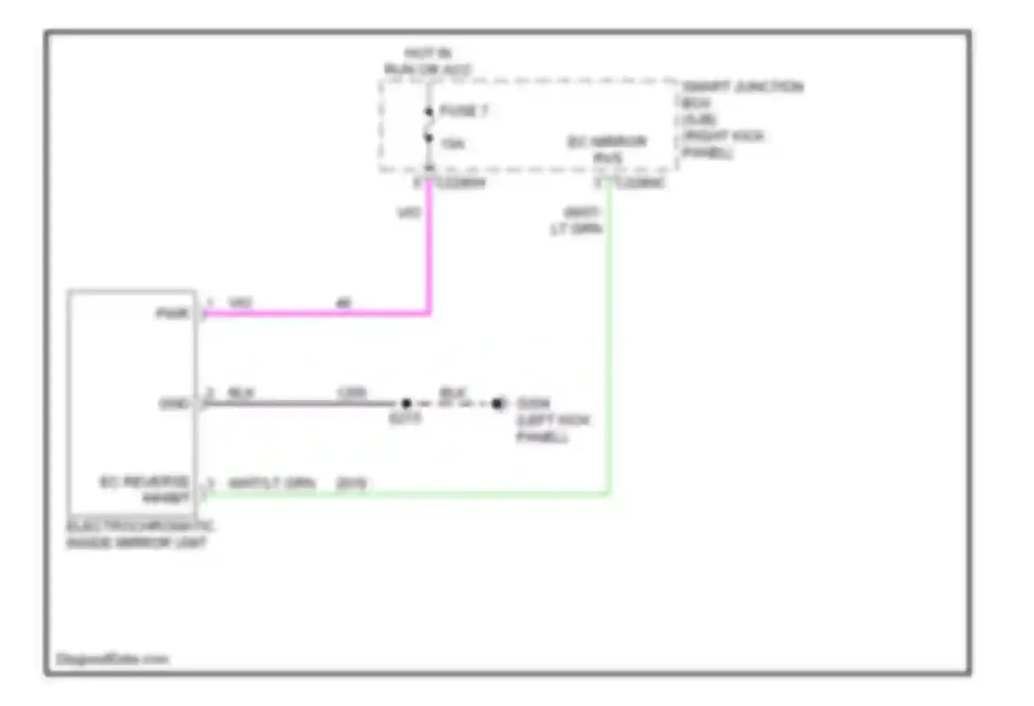 Wiring diagram electrochromatic inside mirror unit for Ford Mustang V (2004-2009)