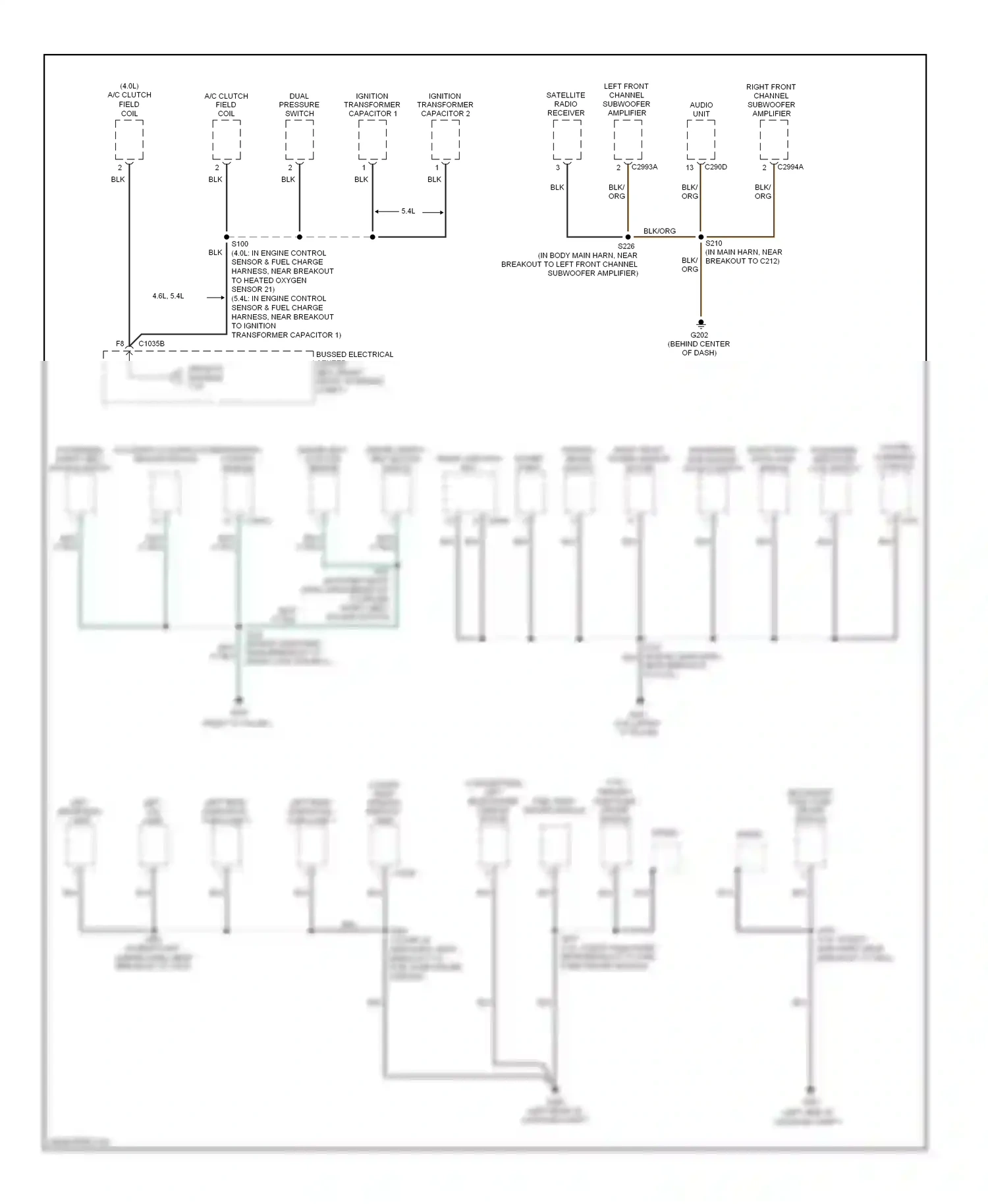 Wiring diagram ignition transformer capacitor 2 for Ford Mustang V (2004-2009) (1 of 2)