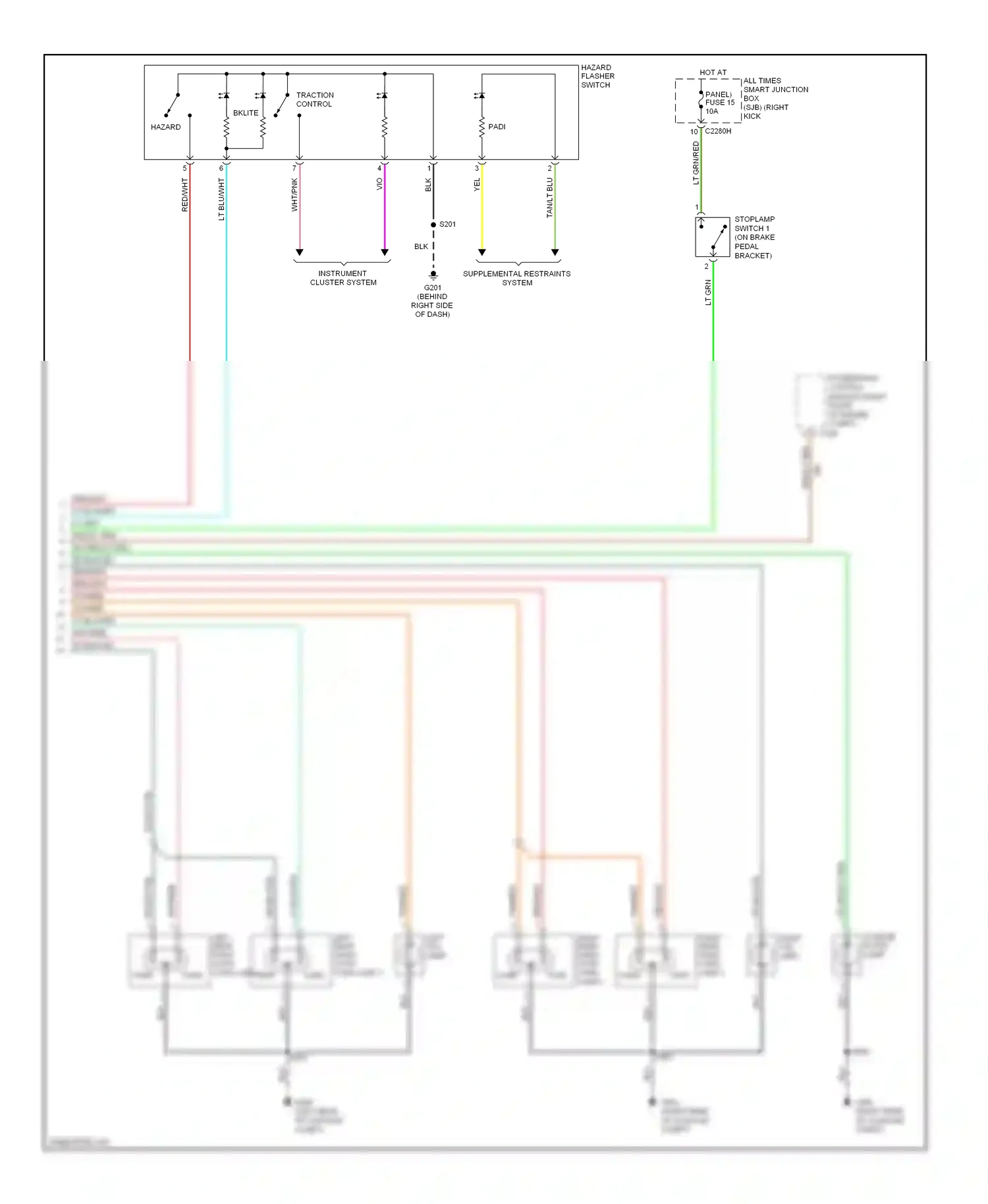 Wiring diagram instrument cluster system for Ford Mustang V (2004-2009) (3 of 6)
