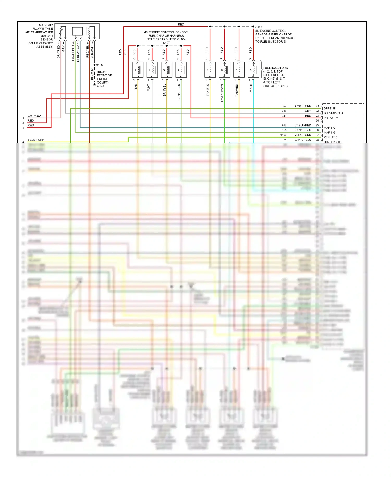 Wiring diagram side of engine) for Ford Mustang V (2004-2009) (1 of 1)
