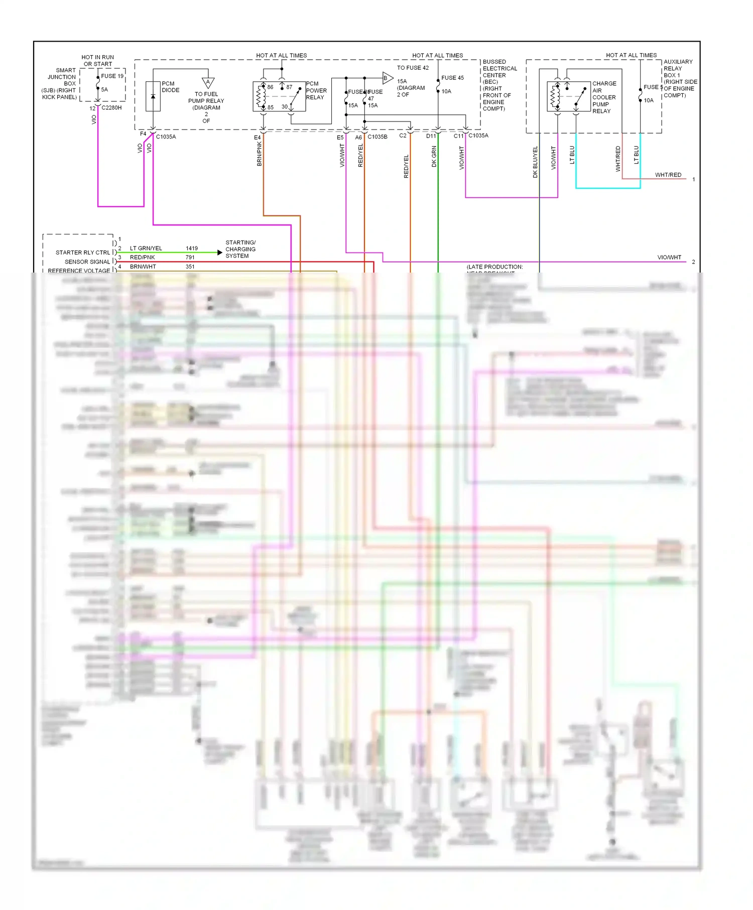 Wiring diagram starting/charging system for Ford Mustang V (2004-2009) (1 of 1)