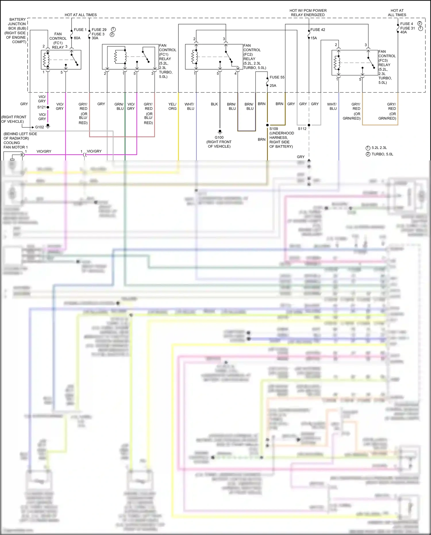 Wiring diagram engine controls system for Ford Mustang VI facelift (2017-2023) (9 of 9)