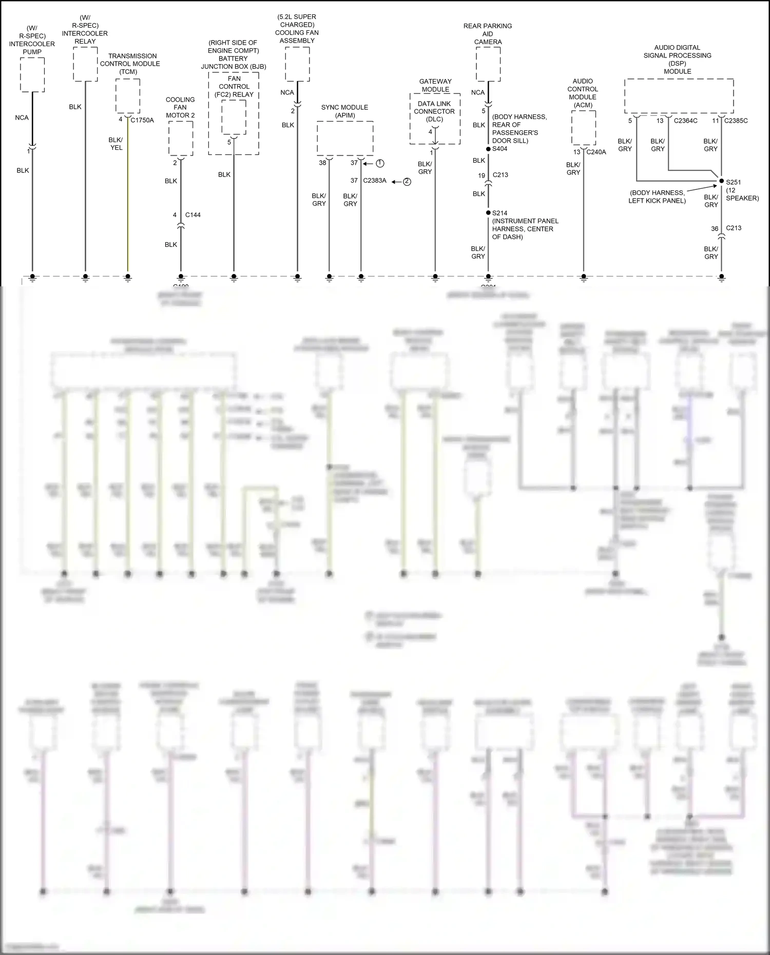 Wiring diagram front power outlet socket for Ford Mustang VI facelift (2017-2023) (1 of 2)