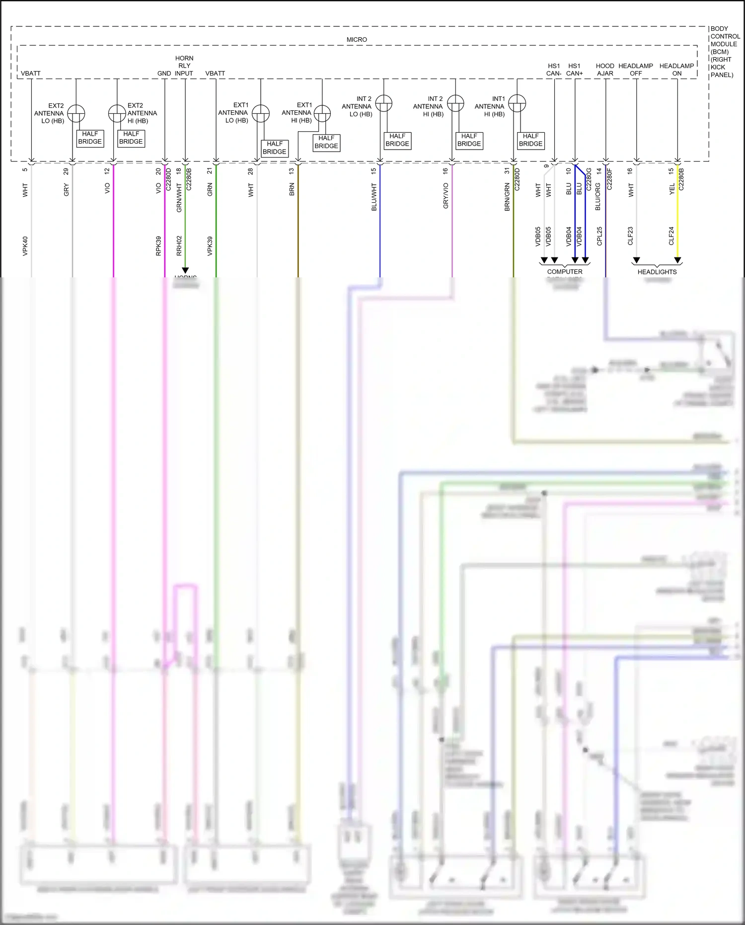 Wiring diagram half bridge for Ford Mustang VI facelift (2017-2023) (1 of 9)