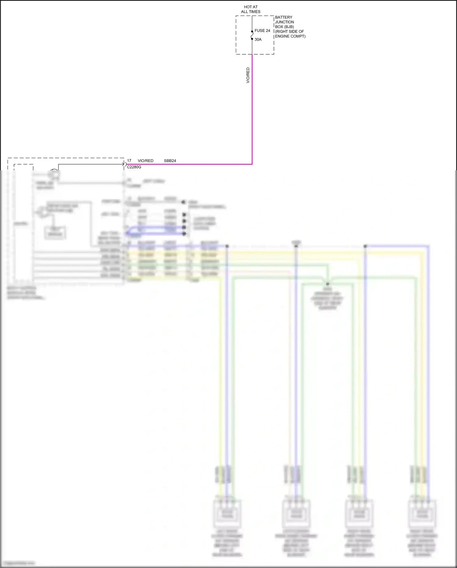 Wiring diagram left rear outer parking aid sensor for Ford Mustang VI facelift (2017-2023) (1 of 1)