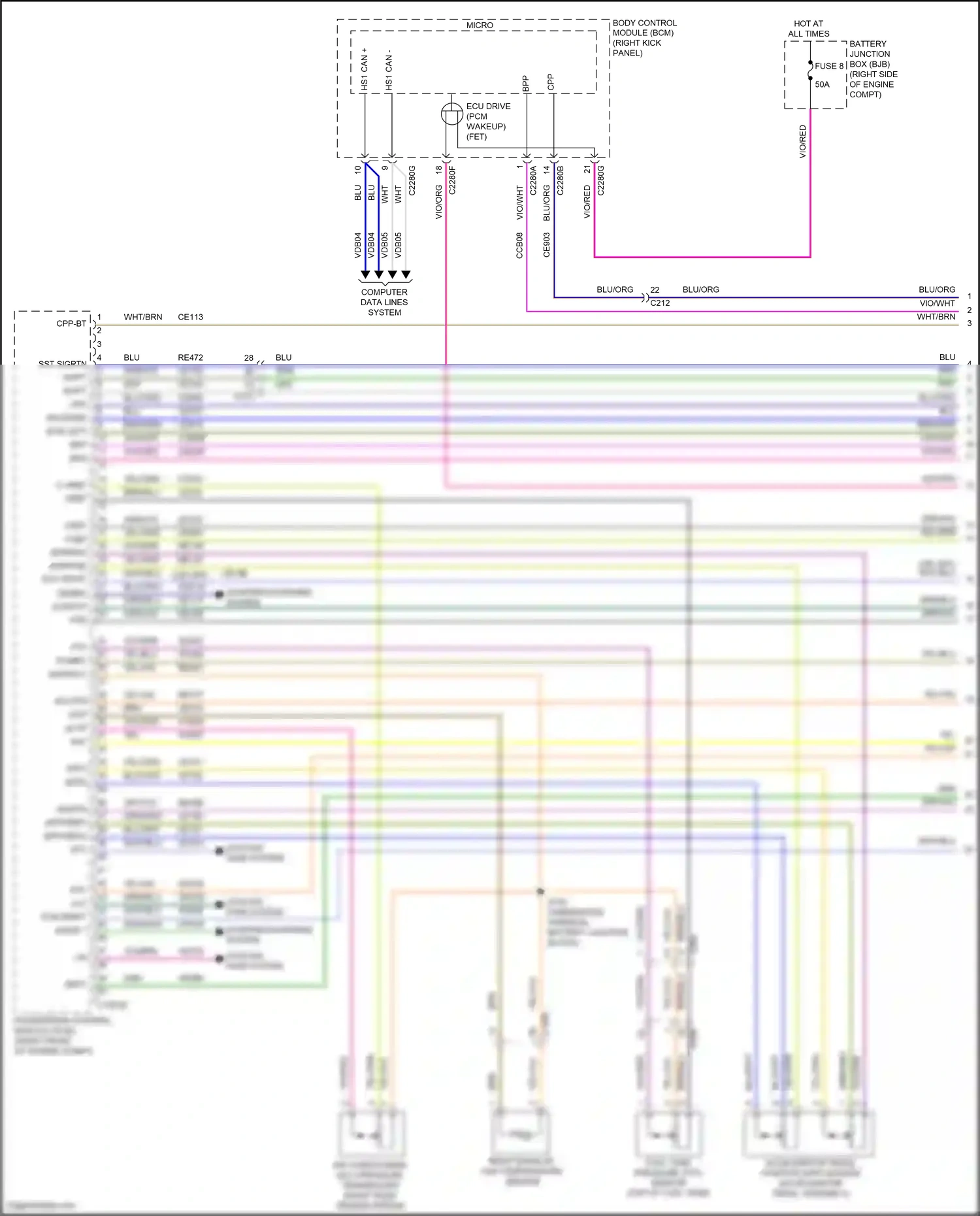 Wiring diagram start 1 for Ford Mustang VI facelift (2017-2023) (2 of 2)