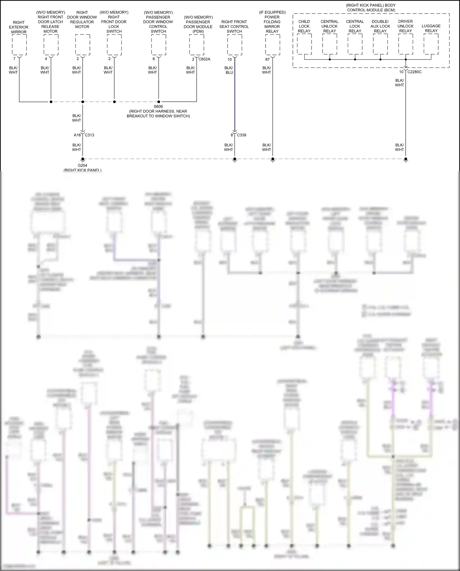 Wiring diagram w/o memory for Ford Mustang VI facelift (2017-2023) (1 of 2)