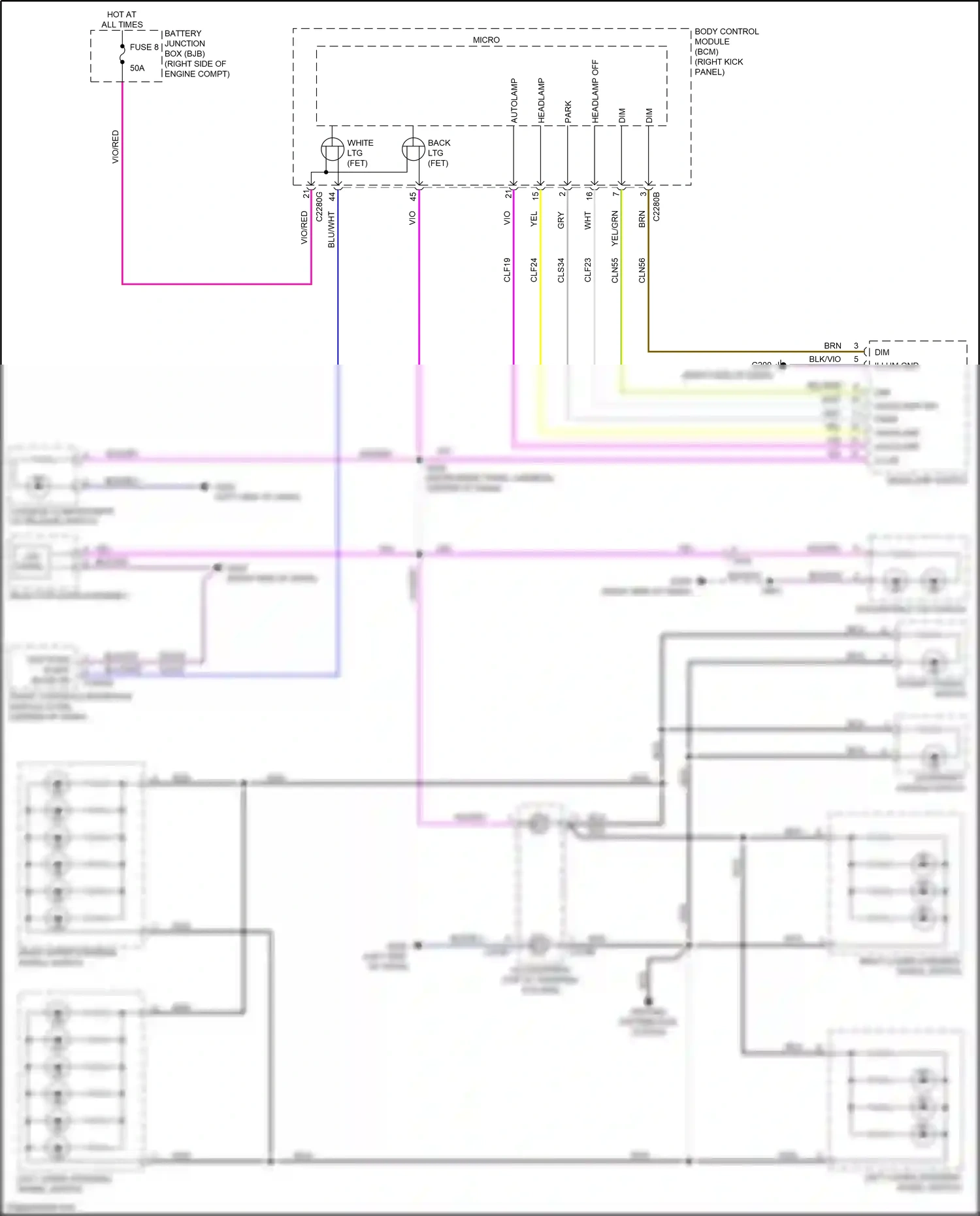 Wiring diagram dim + for Ford Mustang VII (2022-2024) (3 of 3)