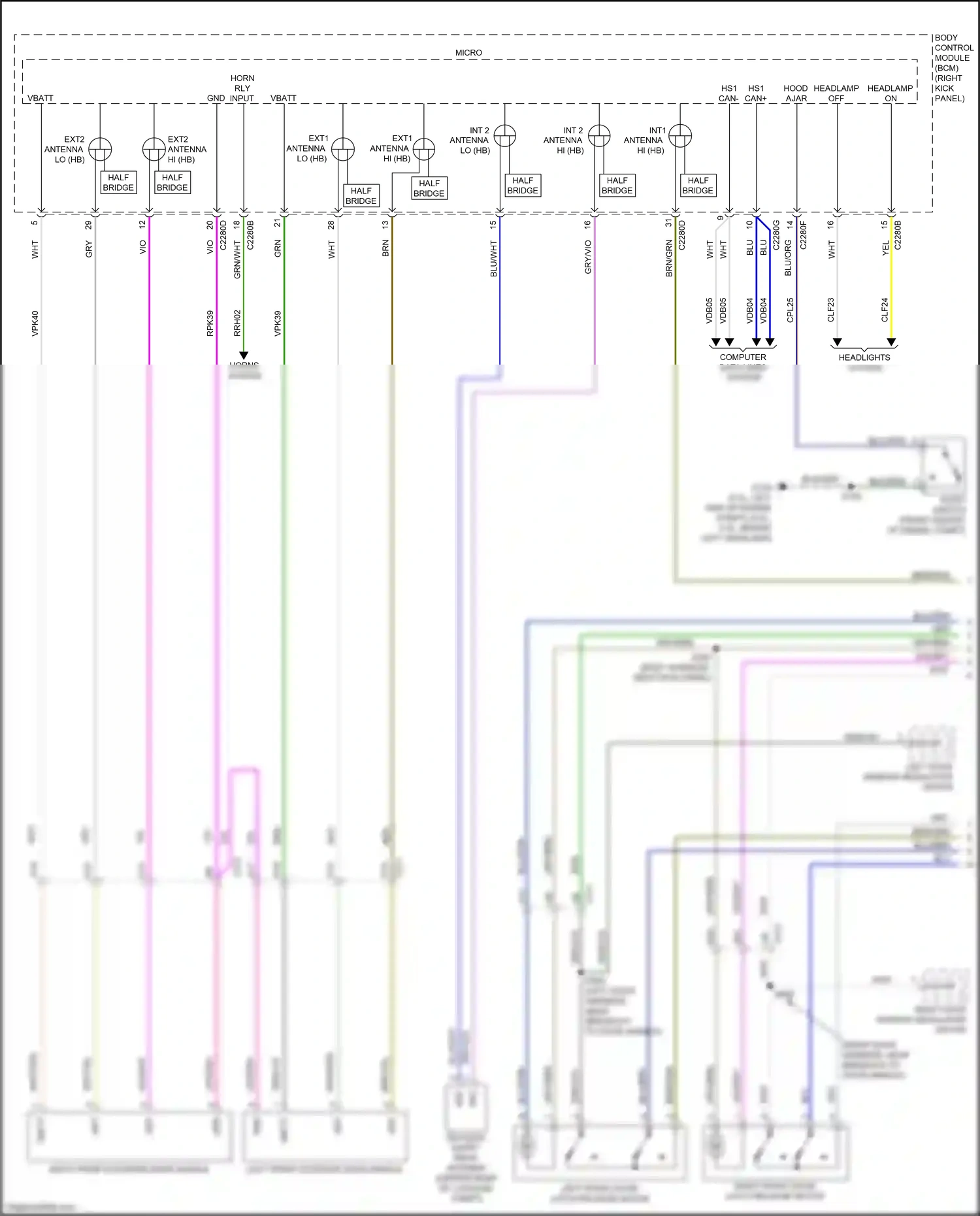 Wiring diagram headlights system for Ford Mustang VII (2022-2024) (1 of 7)
