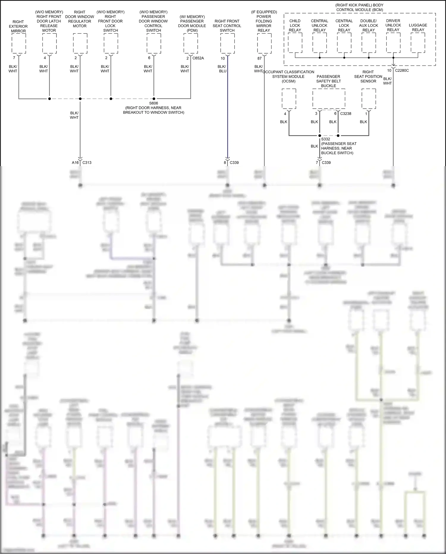 Wiring diagram left front seat control switch for Ford Mustang VII (2022-2024) (2 of 4)