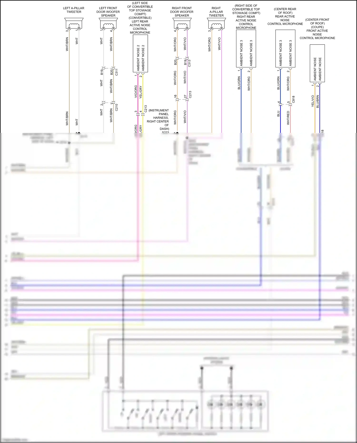 Wiring diagram left rear active noise control microphone for Ford Mustang VII (2022-2024) (2 of 6)