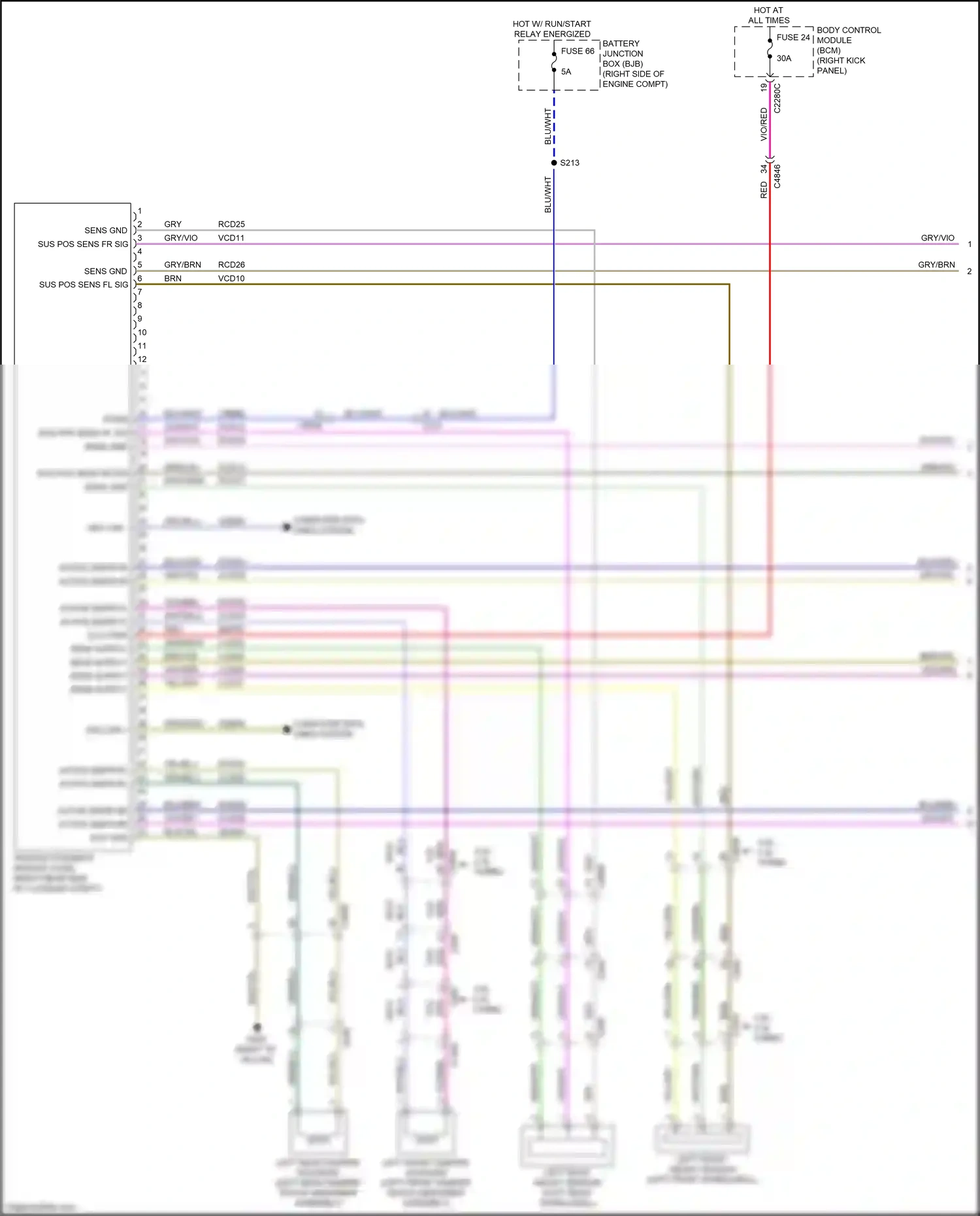 Wiring diagram left rear height sensor for Ford Mustang VII (2022-2024) (1 of 1)
