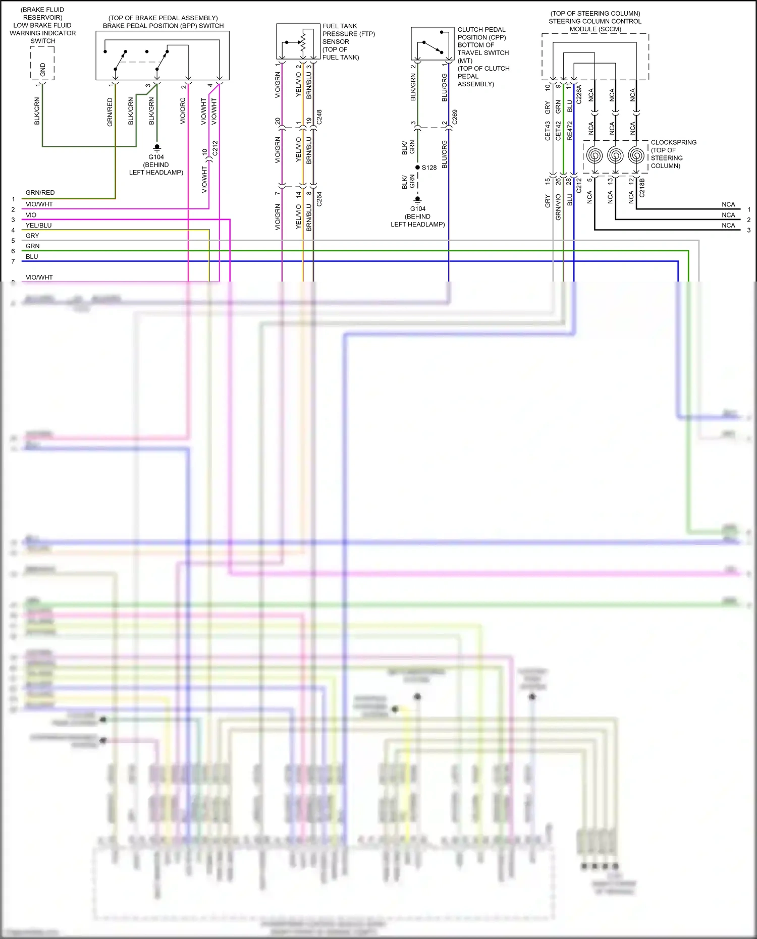 Wiring diagram low brake fluid warning indicator switch for Ford Mustang VII (2022-2024) (9 of 9)
