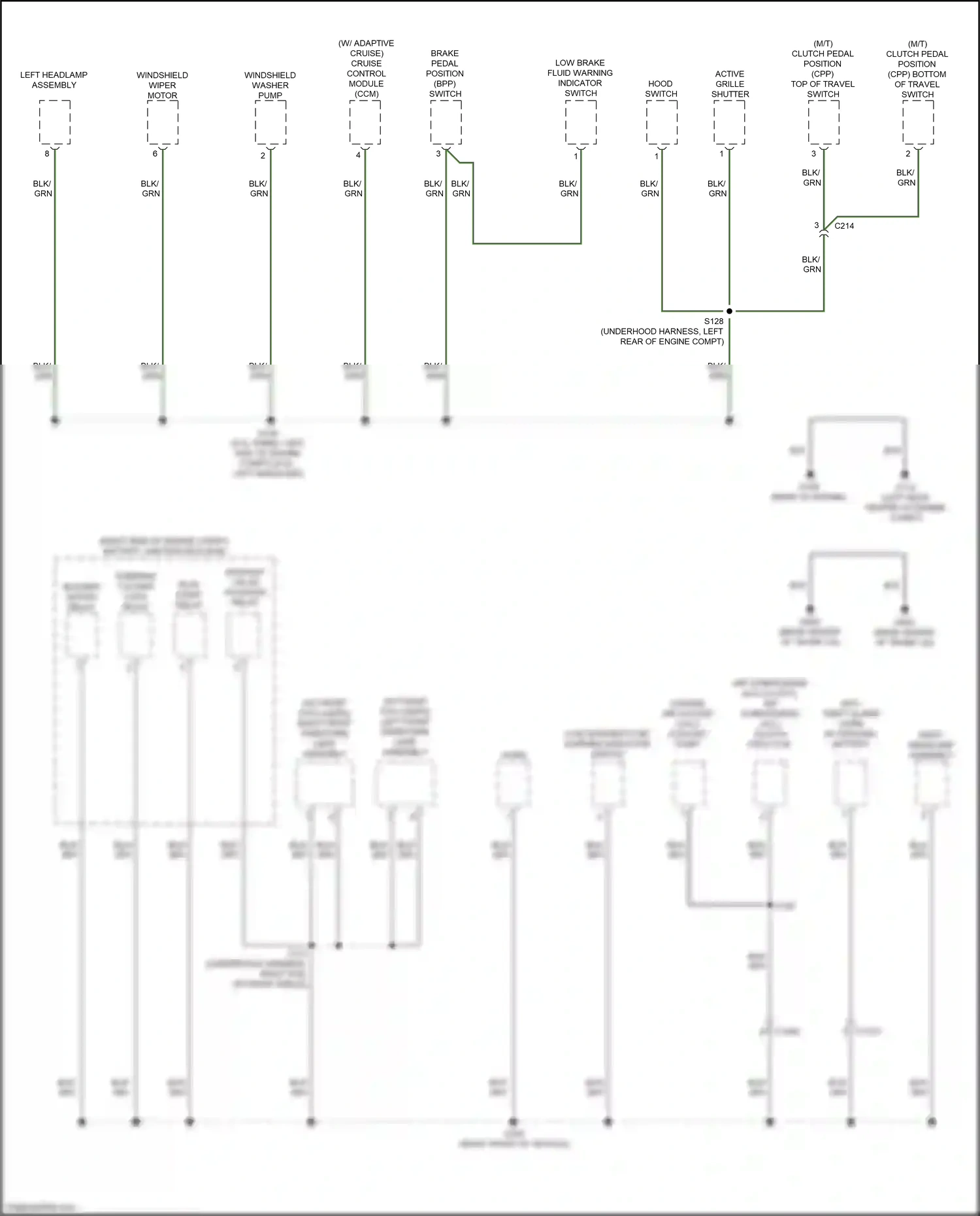 Wiring diagram low washer fluid warning indicator switch for Ford Mustang VII (2022-2024) (1 of 2)