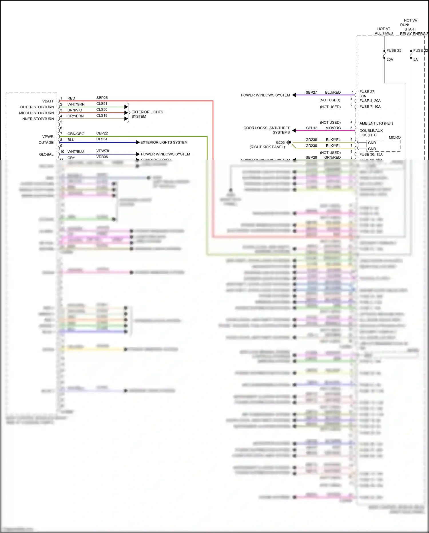 Wiring diagram outer stop/turn for Ford Mustang VII (2022-2024) (1 of 2)