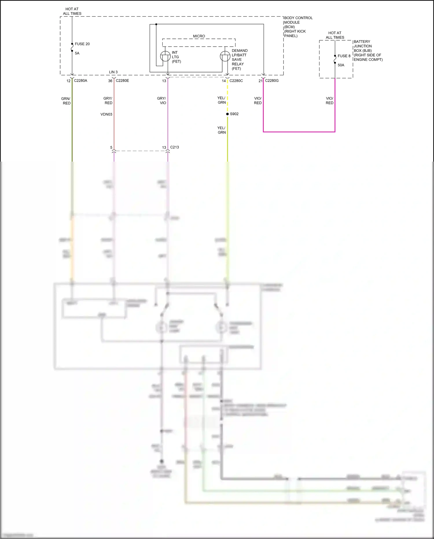 Wiring diagram overhead console for Ford Mustang VII (2022-2024) (8 of 15)