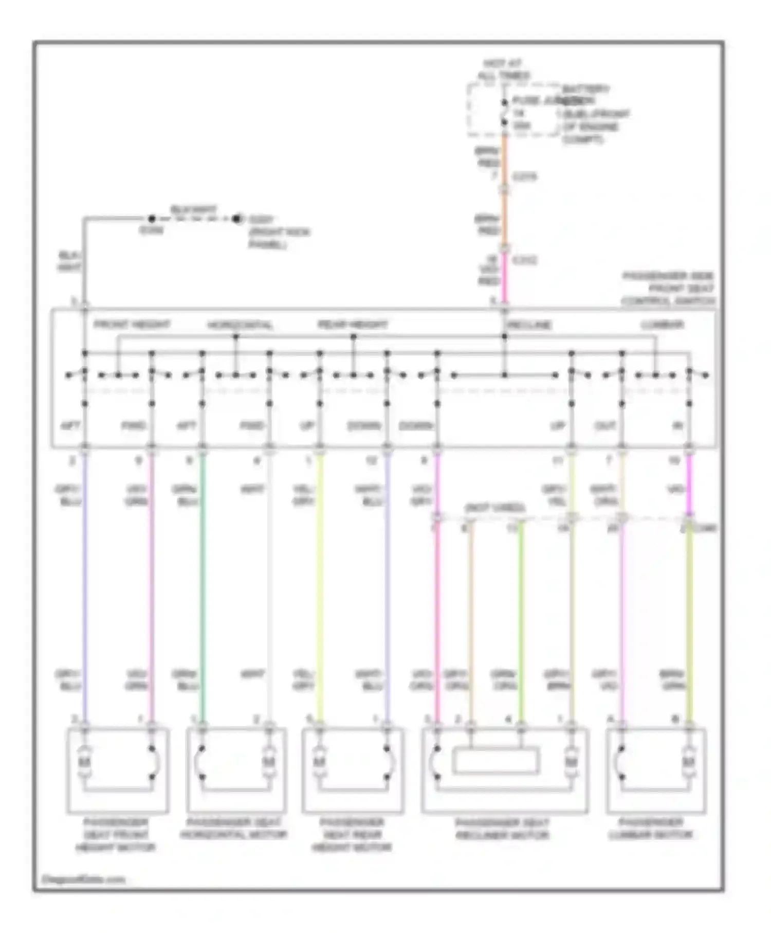 Pickup F150 Ford  (1996-2012): Power seats circuit, 10-way passenger seat