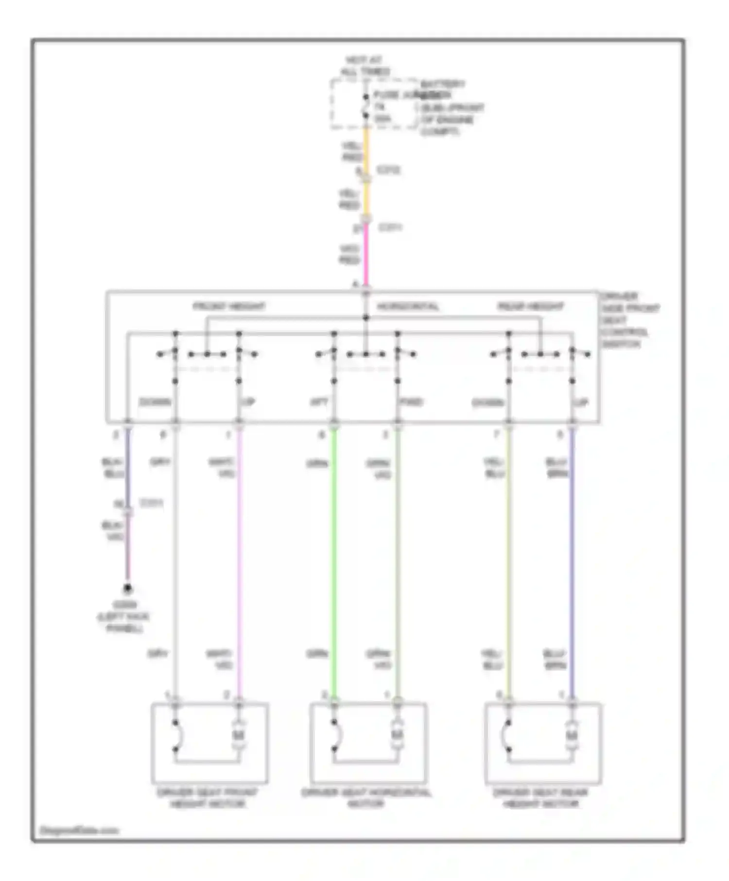 Pickup F150 Ford  (1996-2012): Power seats circuit, 6-way driver seat