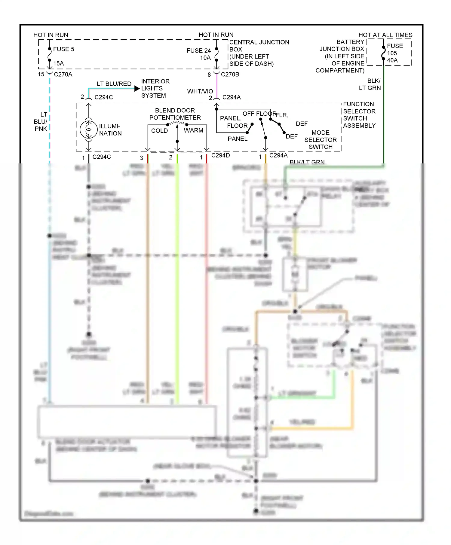Ford Pickup F150  (1996-2012) function selector switch assembly wiring diagram  (1 of 3)