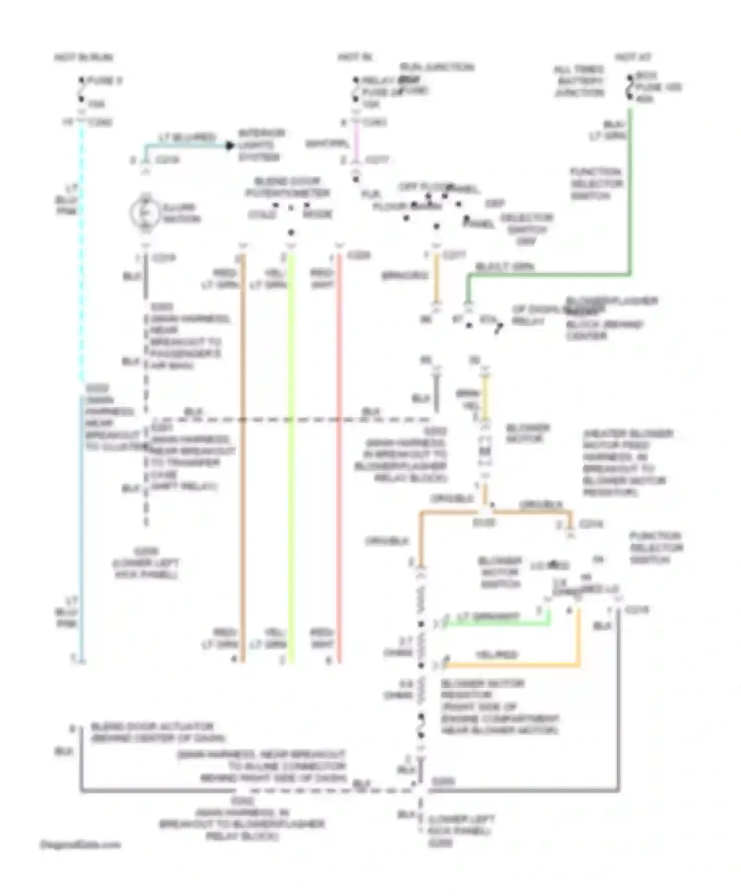 Wiring diagram hot at all times battery junction box fuse 105 for Ford Pickup F250 Super Duty  (1999-1999) (1 of 2)