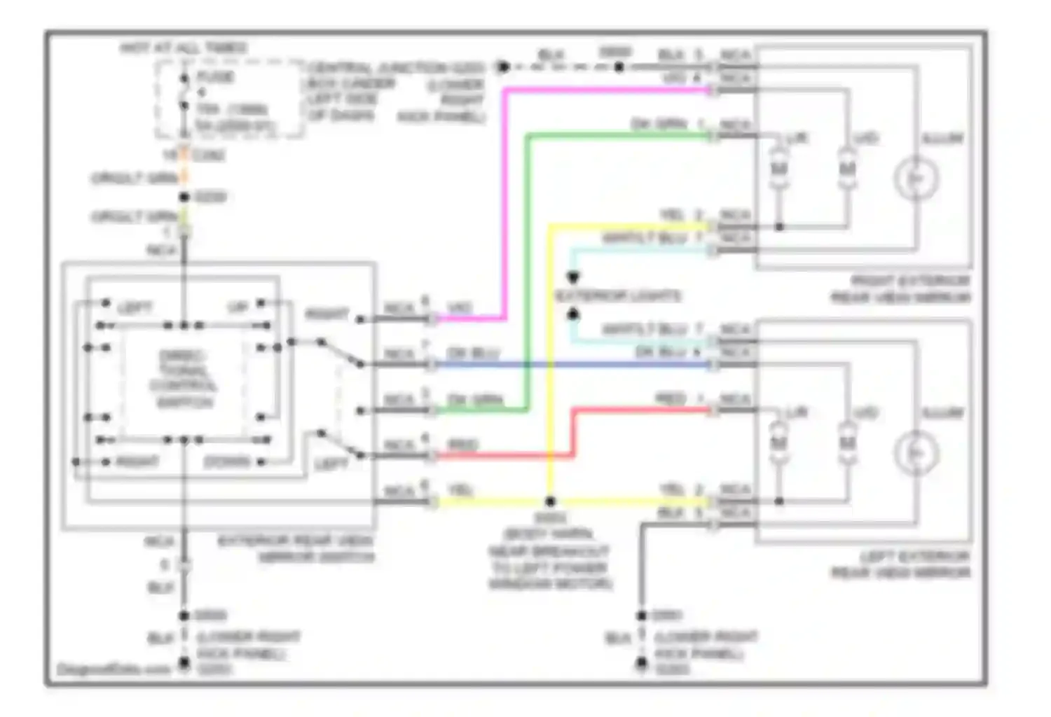 Pickup F250 Ford  (1996-1999): Power mirror circuit
