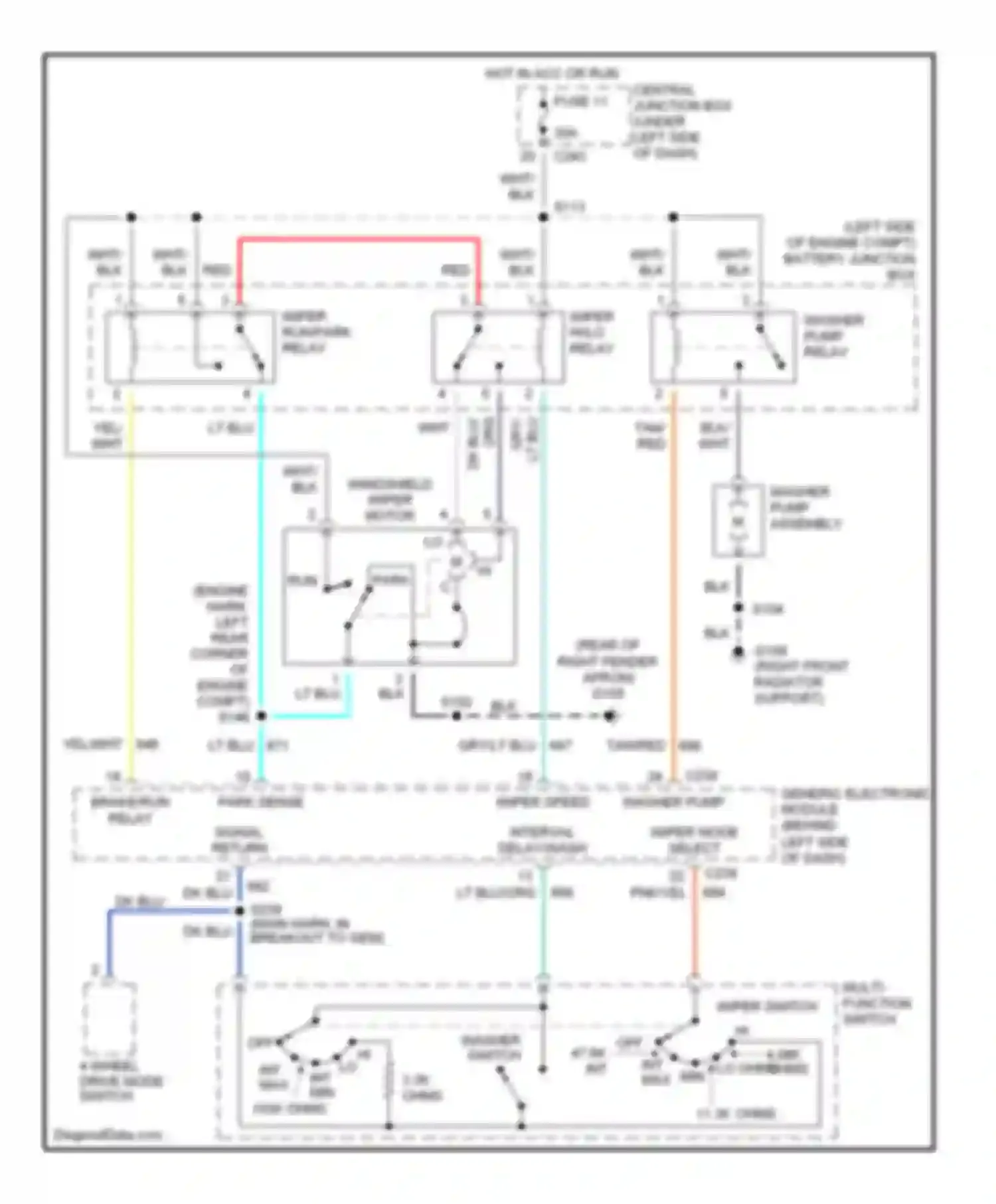 Pickup F250 Ford  (1996-1999): Wiper/washer circuit
