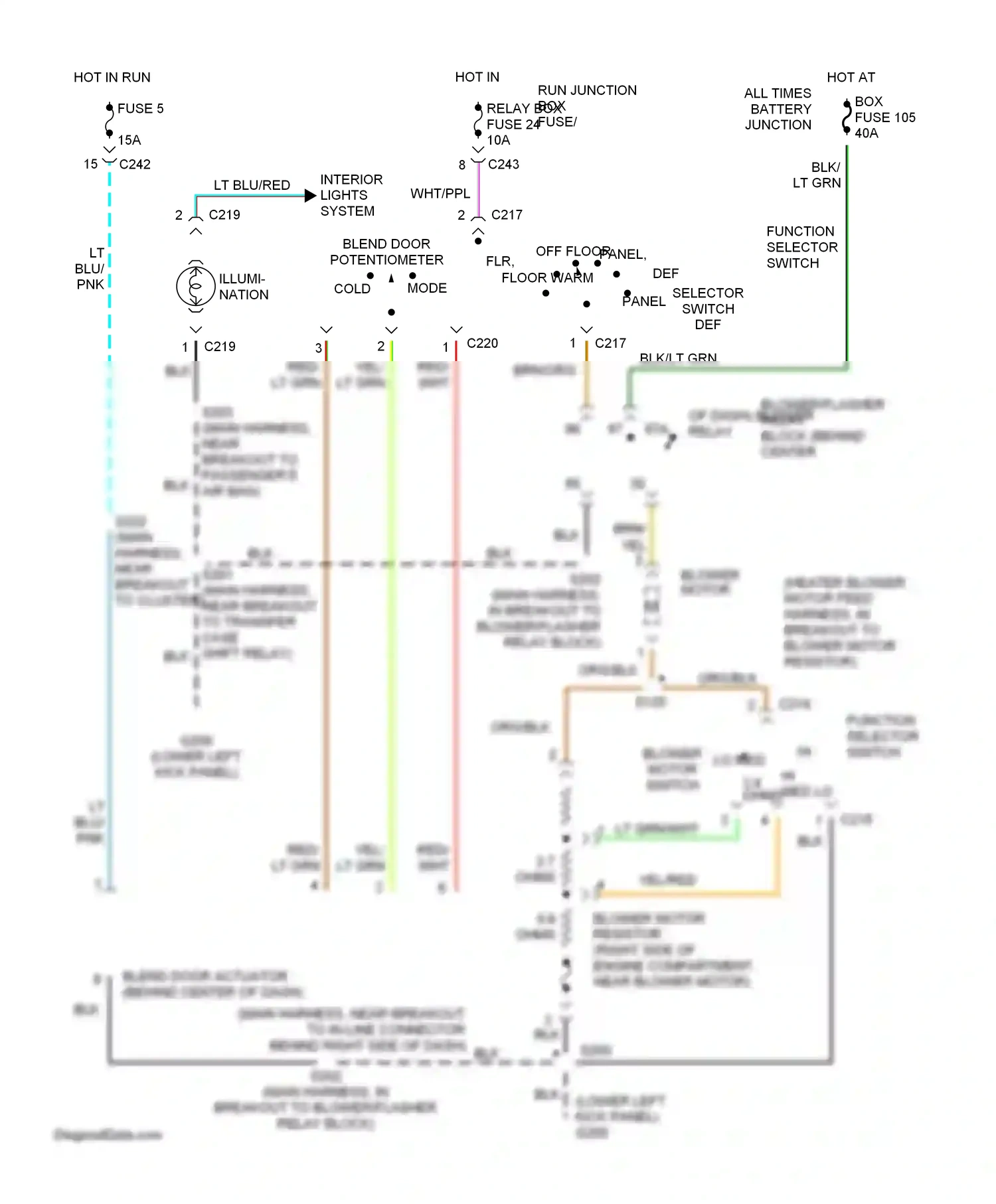 Ford Pickup F250  (1996-1999) function selector switch wiring diagram  (2 of 4)