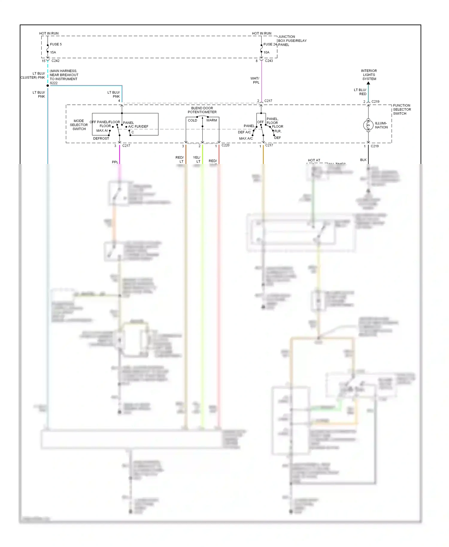 Ford Pickup F250  (1996-1999) function selector switch wiring diagram  (1 of 4)
