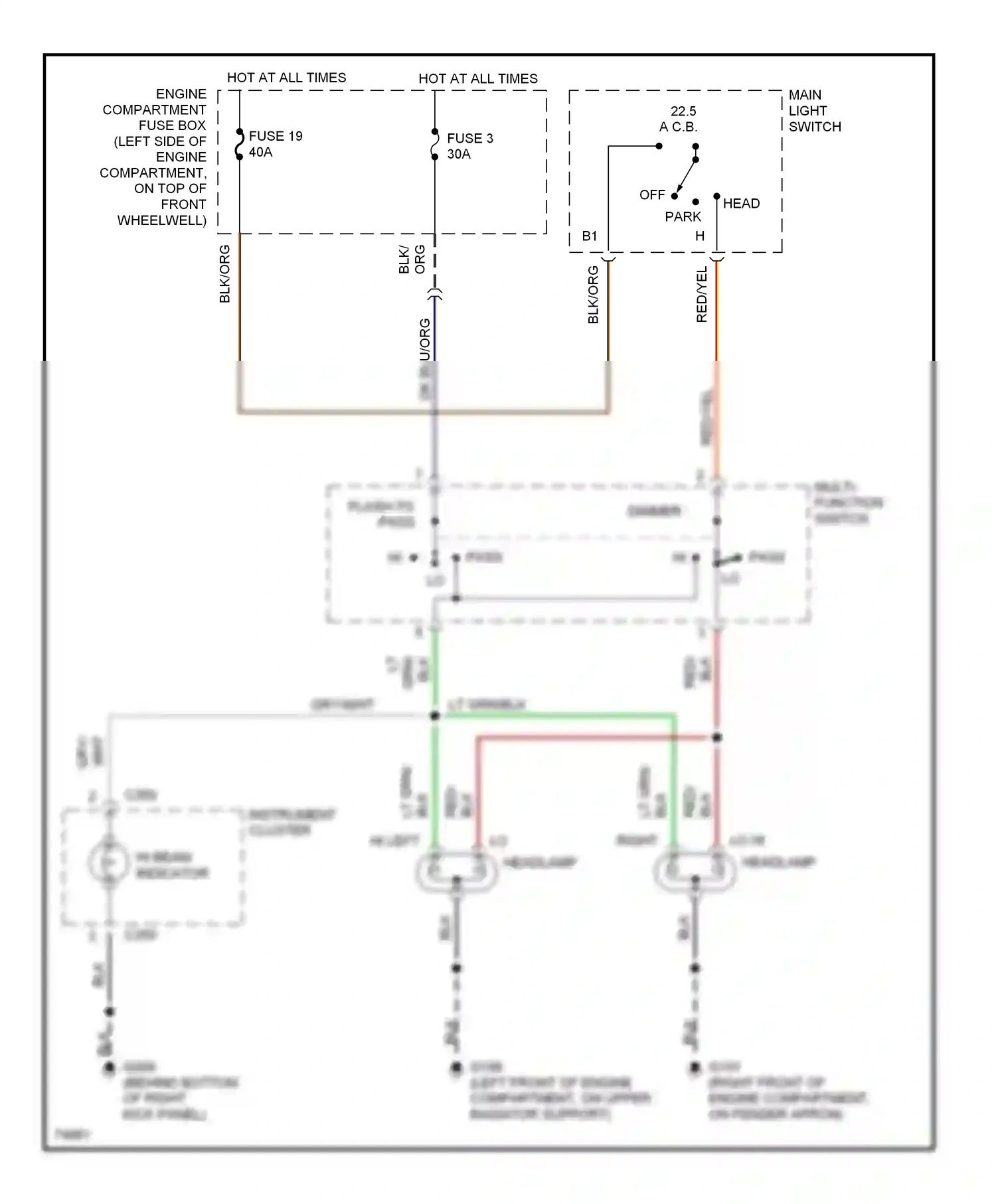 Ford Pickup F250  (1996-1999) multi- function switch dimmer wiring diagram  (2 of 2)