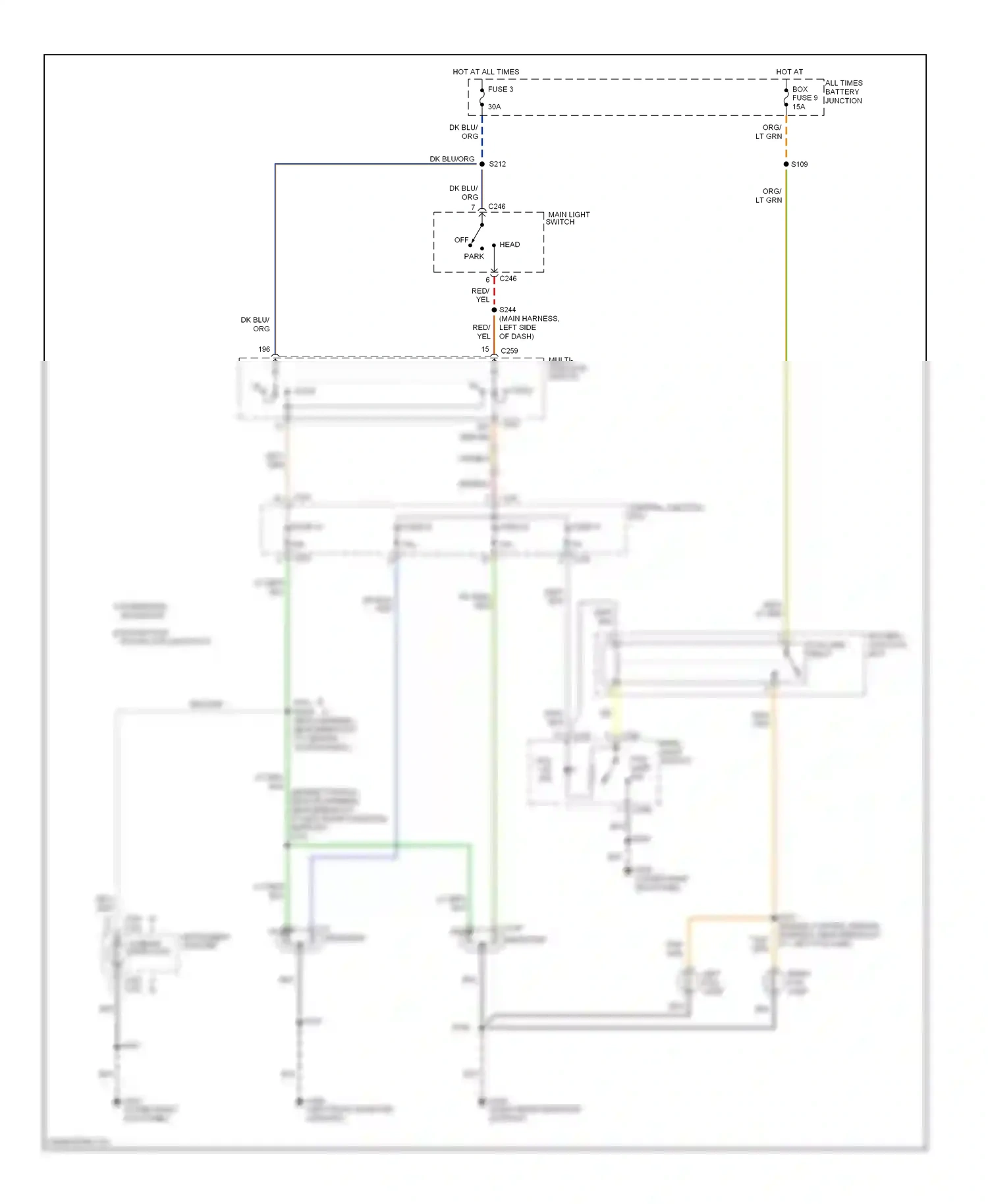 Ford Pickup F250  (1996-1999) multi- function switch wiring diagram  (8 of 12)
