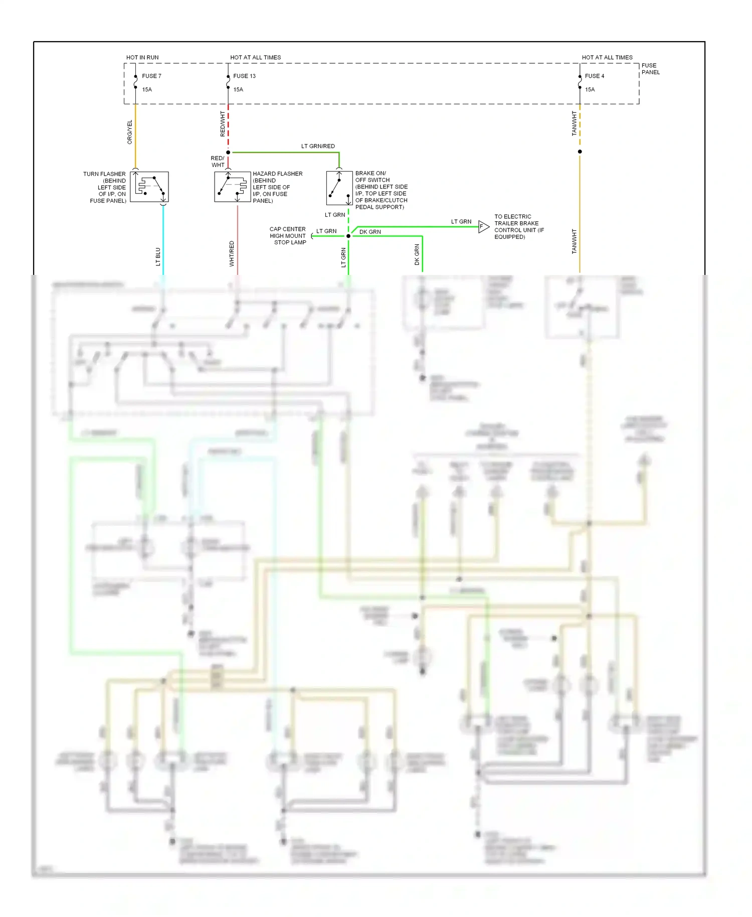 Ford Pickup F250  (1996-1999) multi- function switch wiring diagram  (5 of 12)