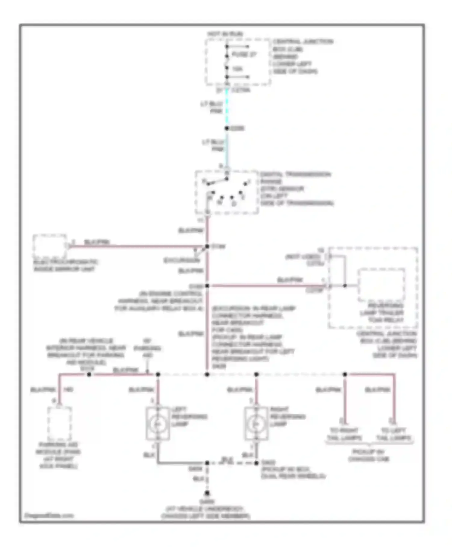 Pickup F350 Super Duty Ford  (1999-2012): 5.4l, back-up lamps circuit, a/t