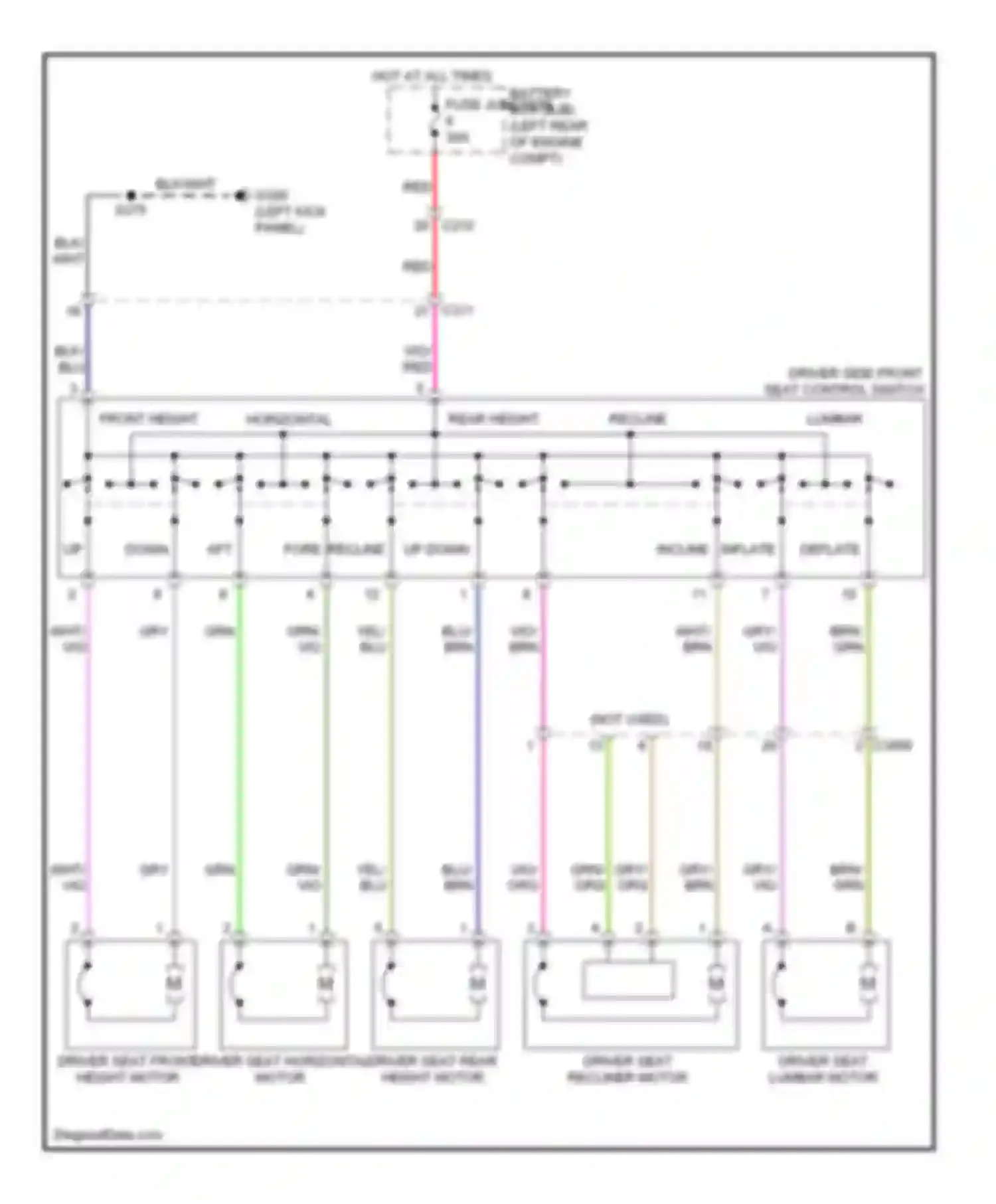 Pickup F350 Super Duty Ford  (1999-2012): Power seats circuit, 10-way driver seat