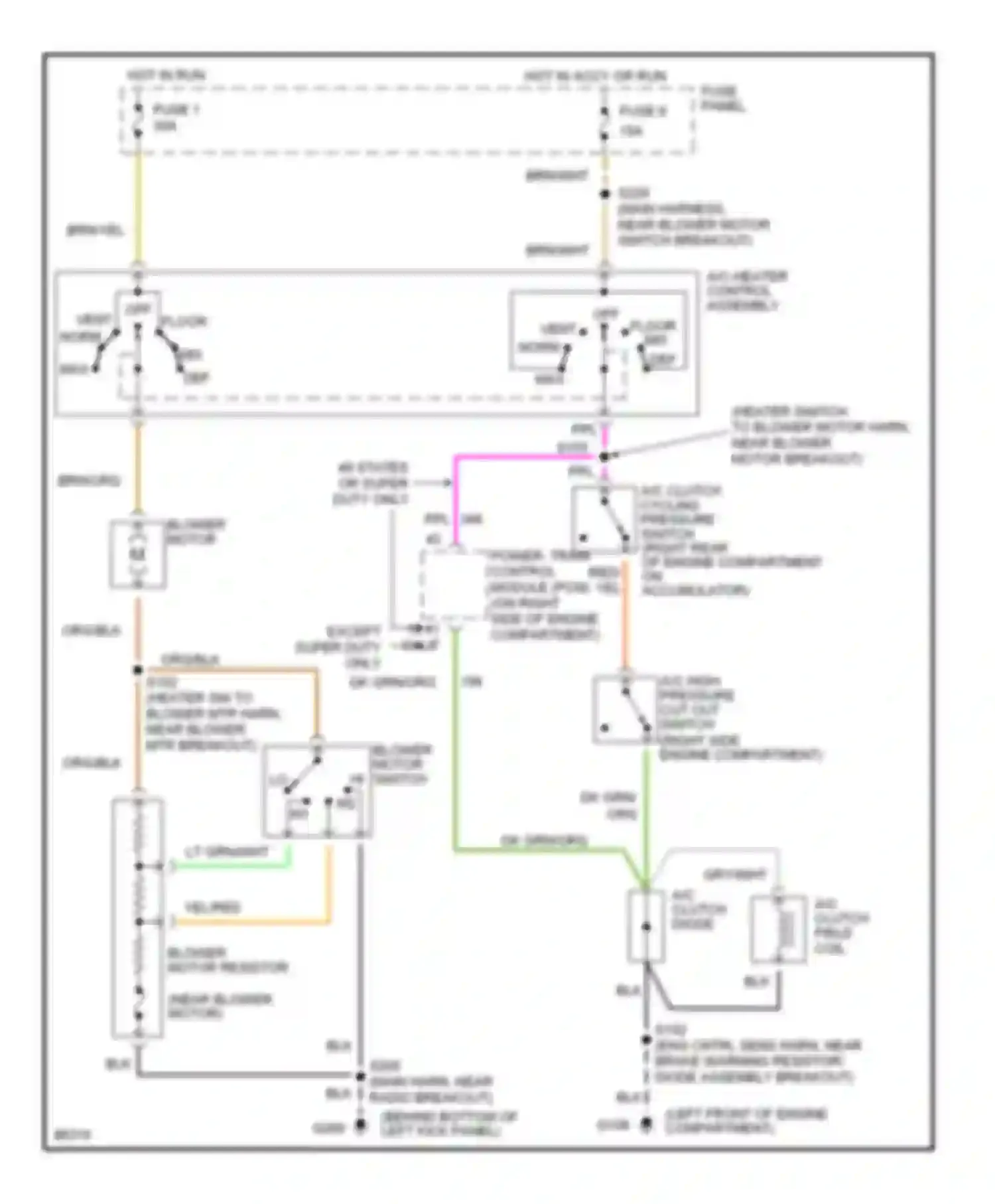Pickup F350 Ford  (1996-1997): 5.8l, a/c circuit