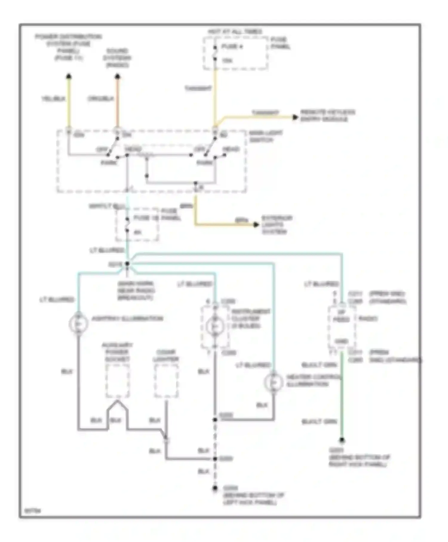 Pickup F350 Ford  (1996-1997): Instrument illumination circuit