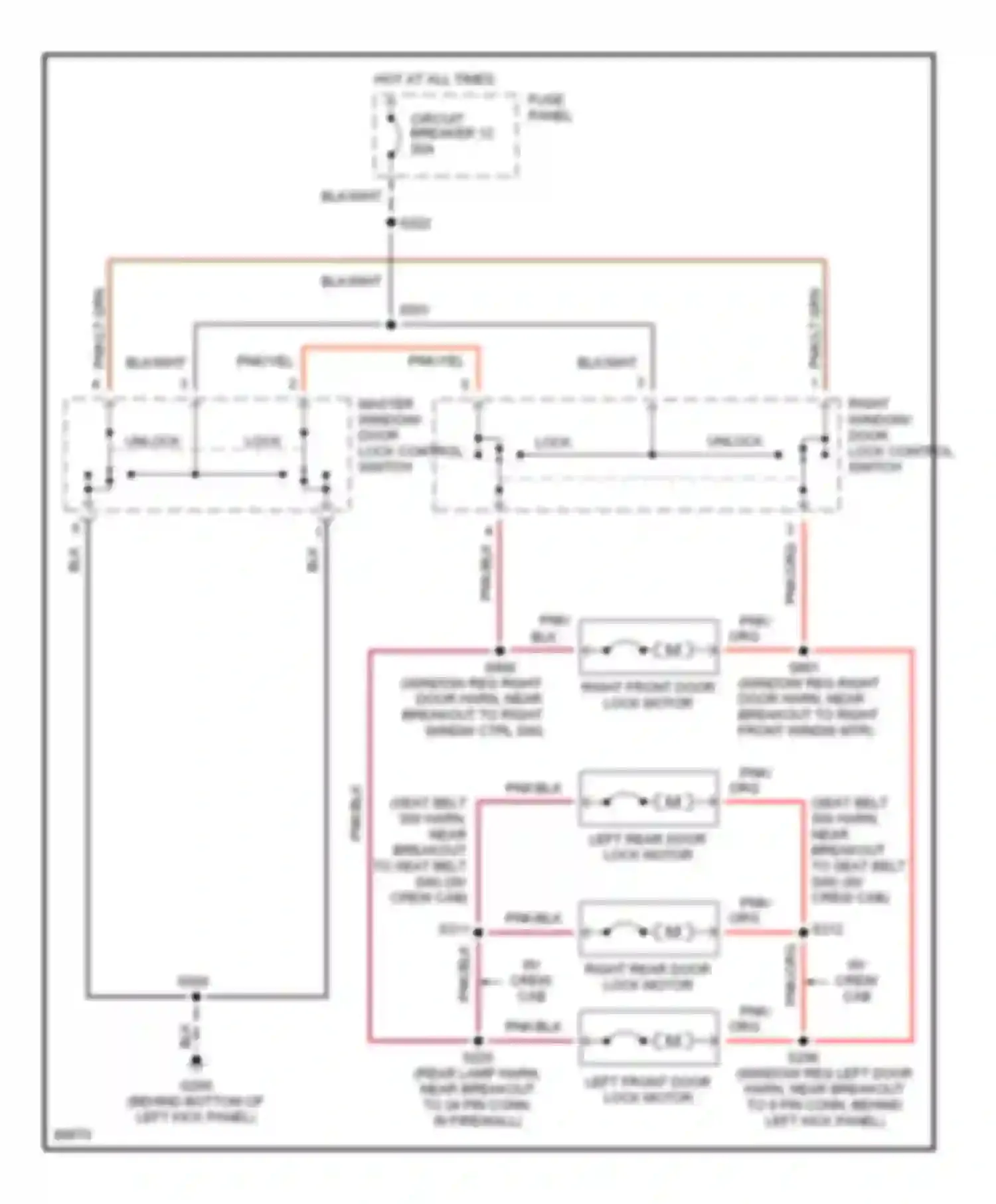 Pickup F350 Ford  (1996-1997): Door lock circuit