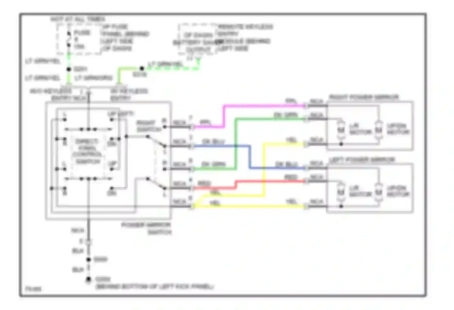 Pickup F350 Ford  (1996-1997): Power mirror circuit