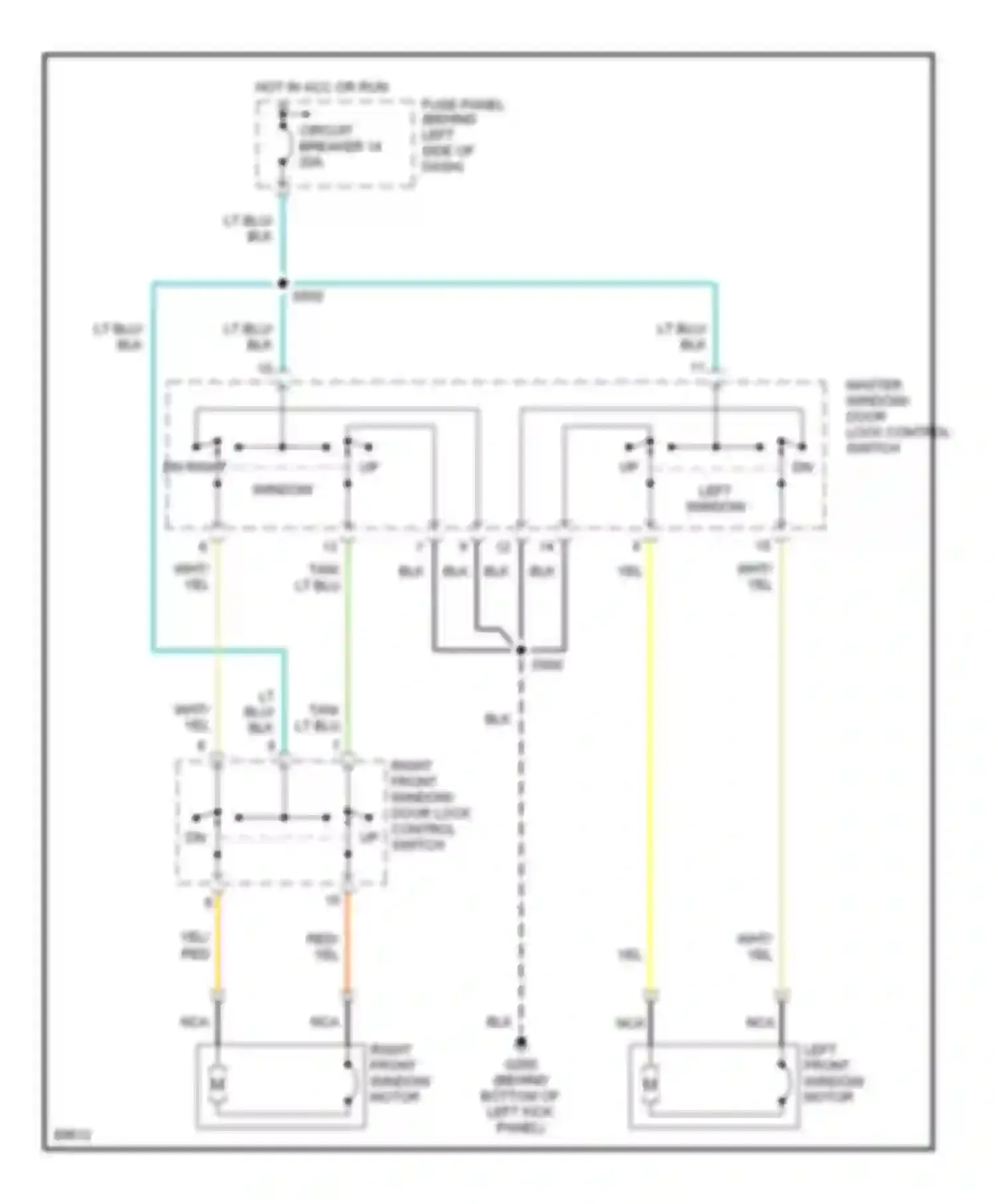 Pickup F350 Ford  (1996-1997): Power window circuit, without crew cab
