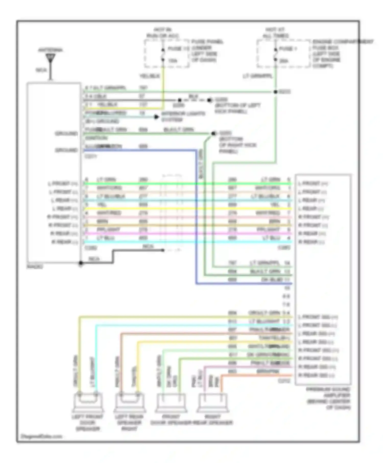 Pickup F350 Ford  (1996-1997): Premium sound radio circuit